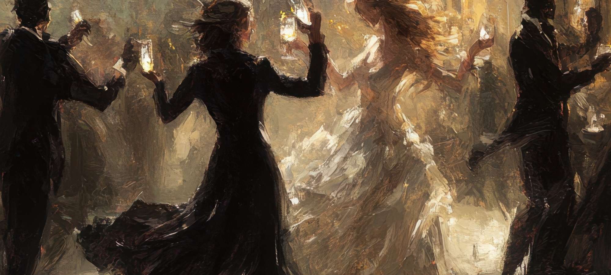 Close-up of Halloween iPhone wallpapers featuring dark tones, elegant figures, and glowing lights