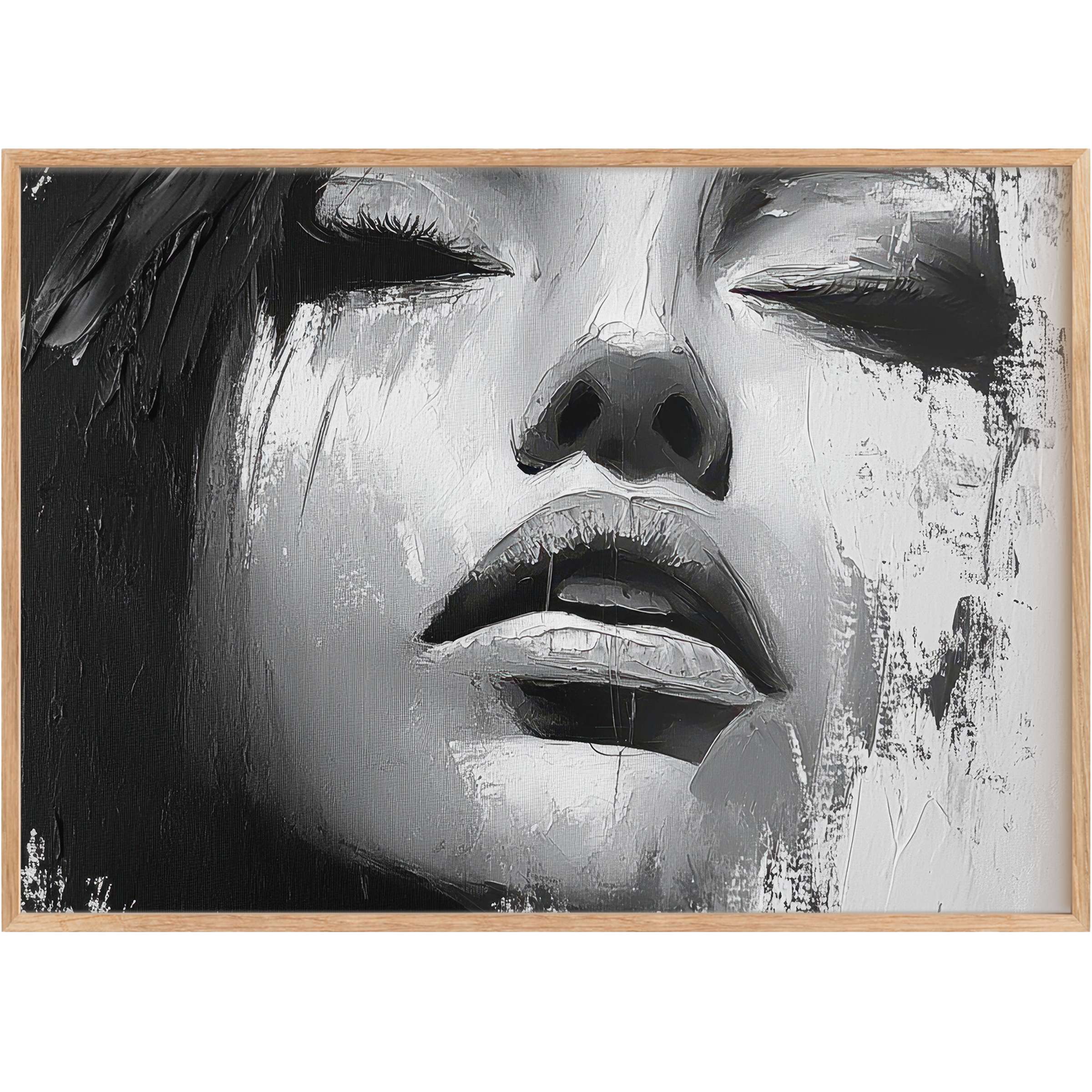 Black and white printable wall art capturing serene elegance with soft textures and a bold, contemplative mood to elevate any modern space