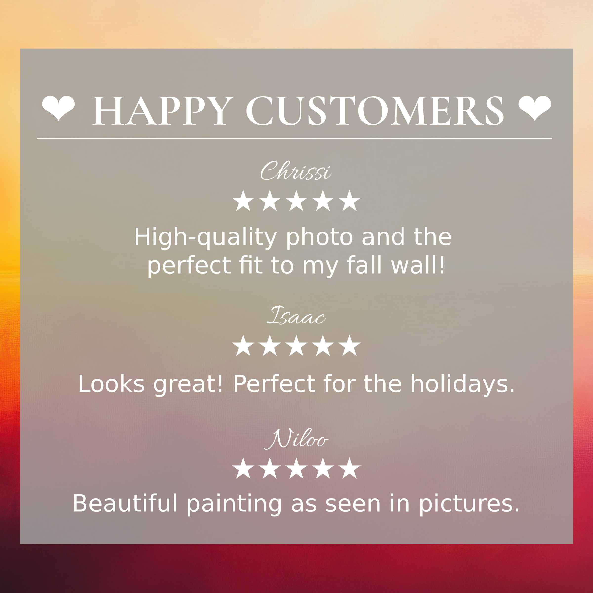 Abstract art for Frame TV with warm gradient backdrop; happy customer reviews build trust and showcase elegant style