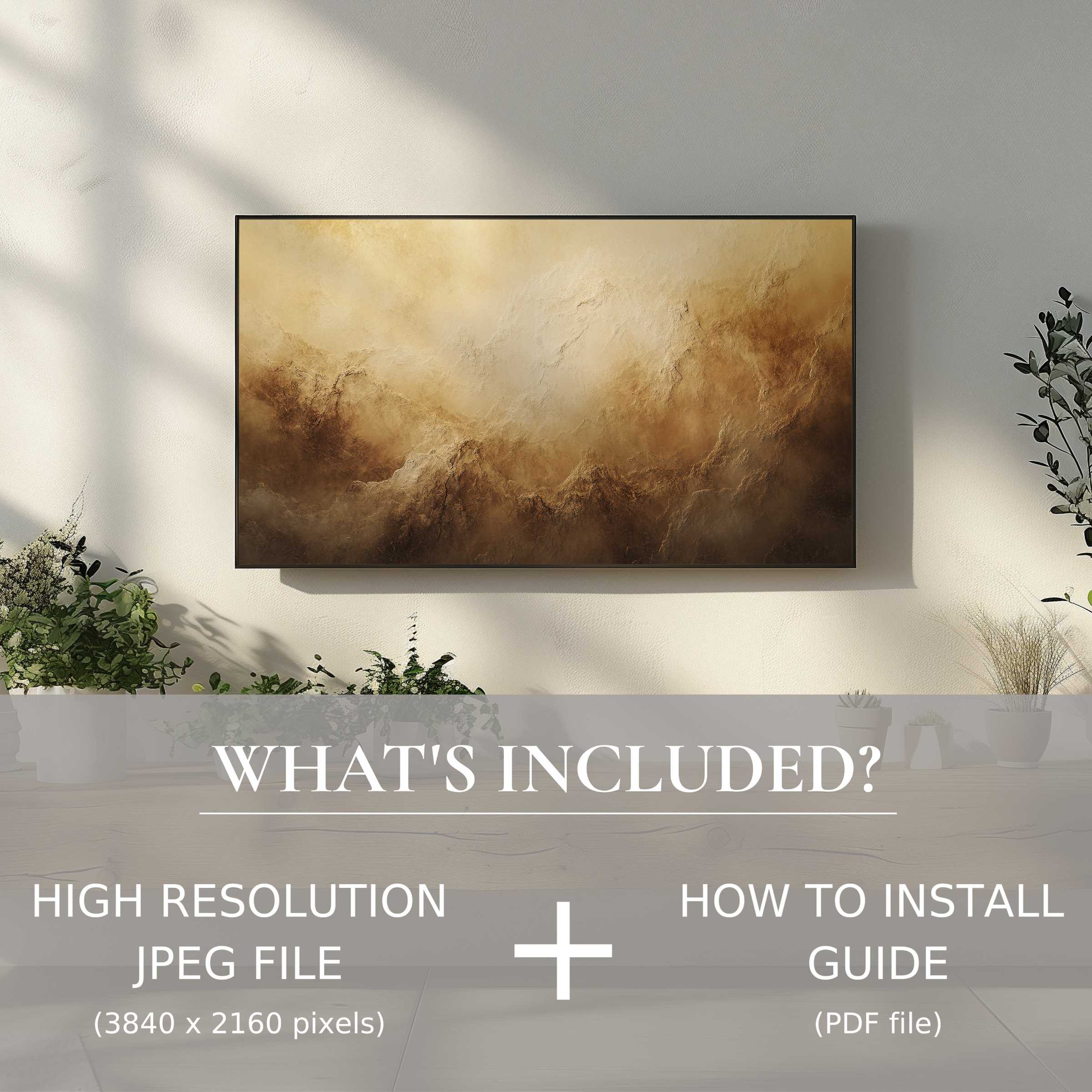Elegant landscape digital TV art download enhances serene living spaces with easy digital use and high-res installation guide