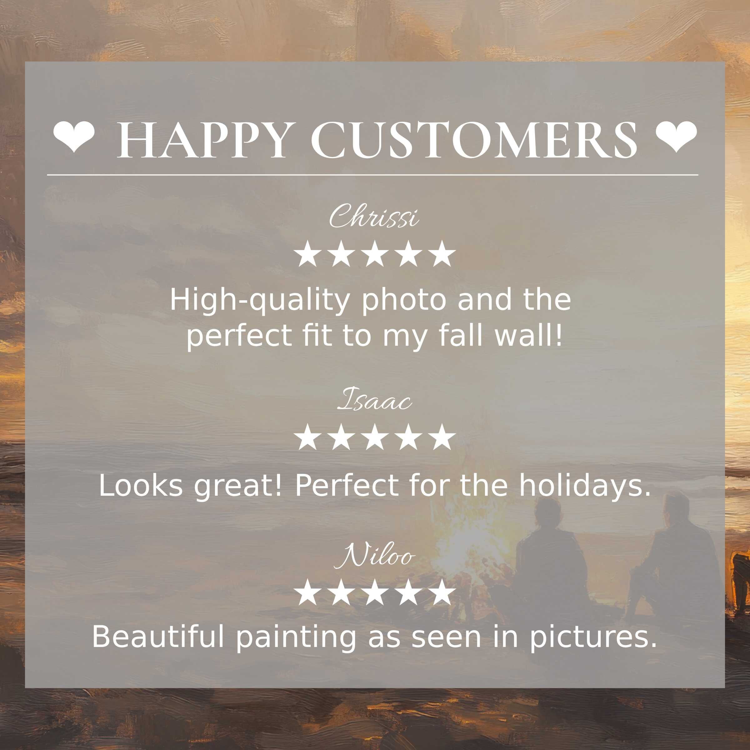 Coastal art for Frame TV with abstract sunset hues and happy customer reviews building trust and elegance