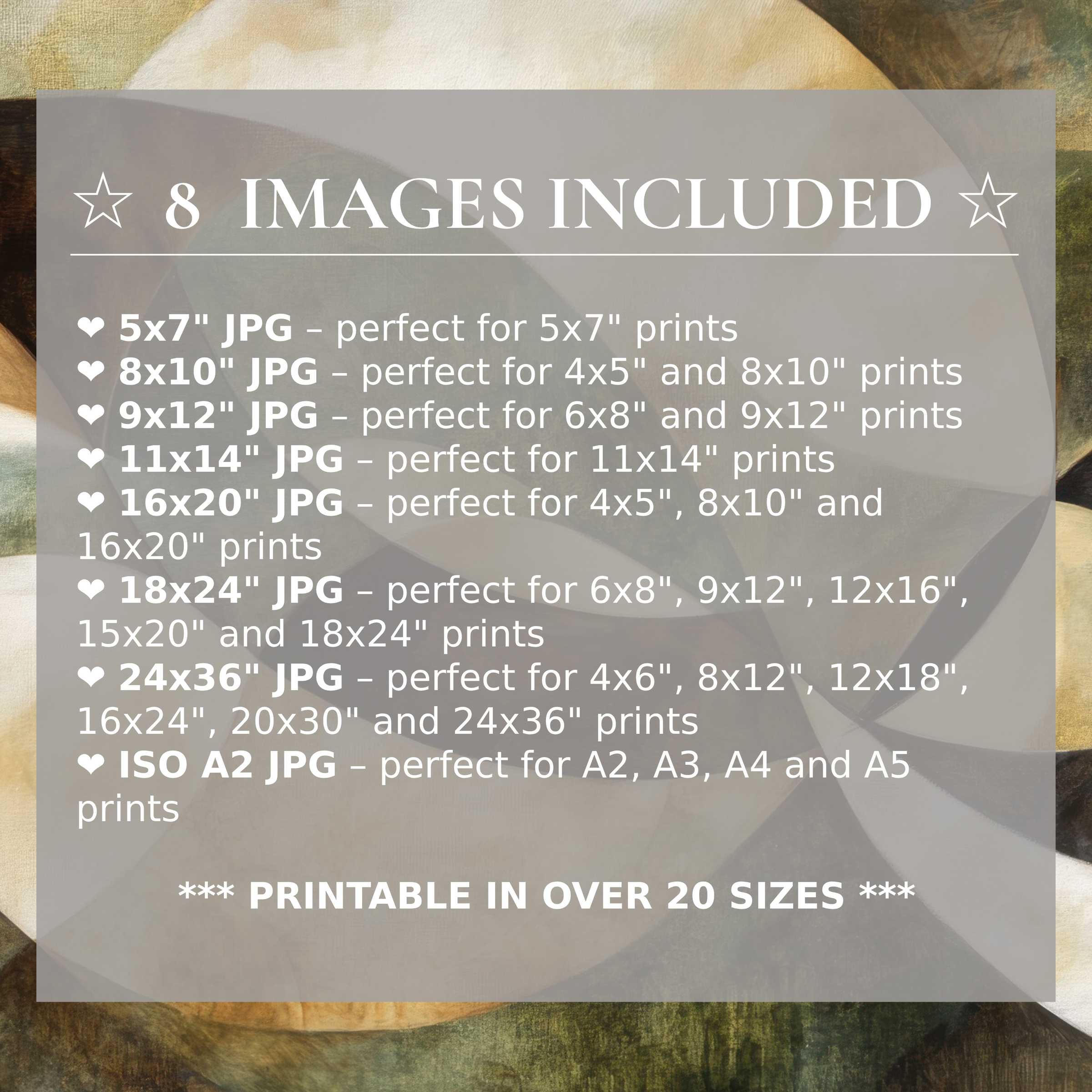 Radiant modern digital print in warm golds and earthy tones, delivered in 8 high-quality sizes to elevate sleek, stylish interiors