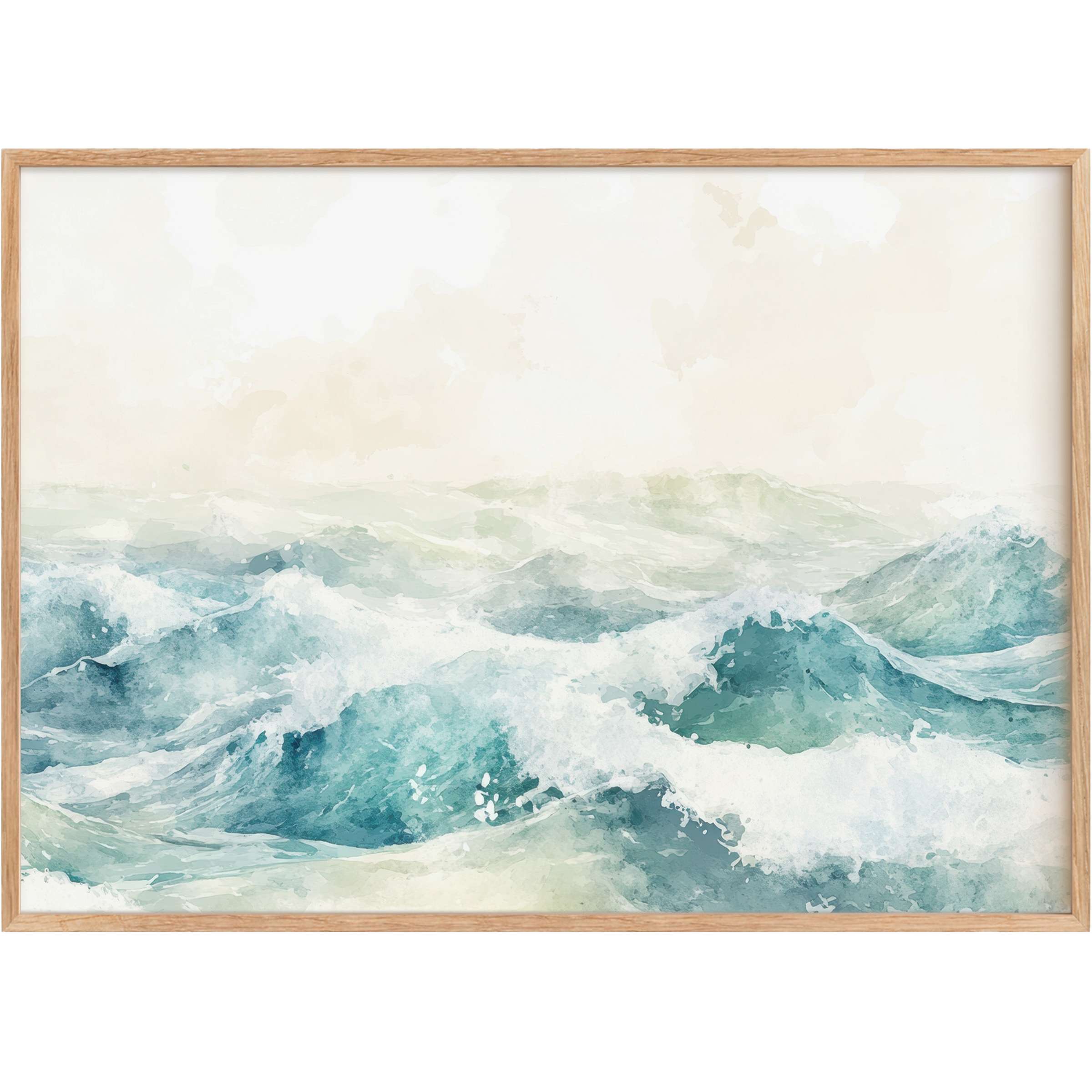 Refreshing summer printable wall art featuring serene teal and aqua waves, evoking a calming coastal escape