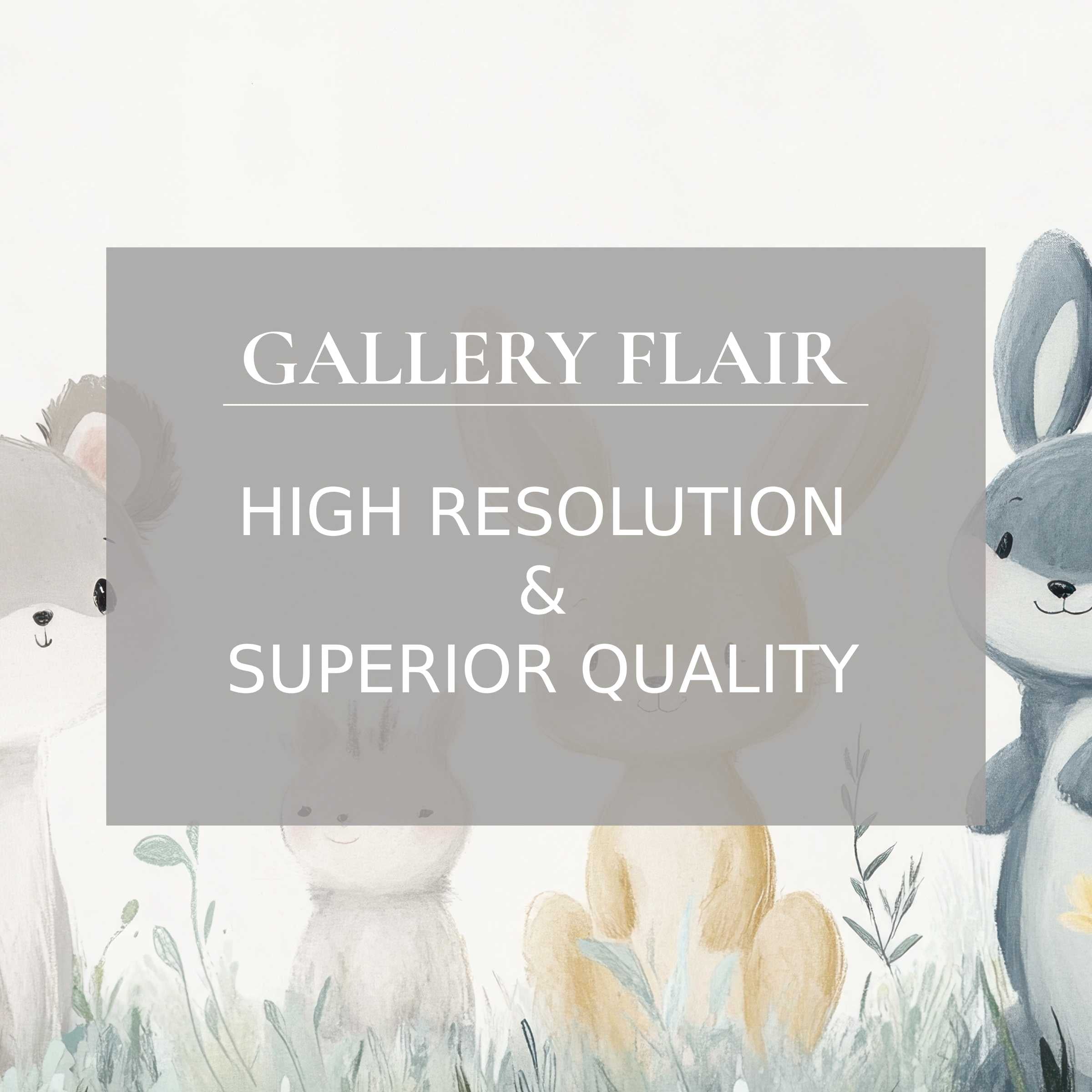 Nursery printable art featuring whimsical woodland animals in soft pastel hues, offering a soothing ambiance with exquisite, high-resolution detail that elevates modern nursery decor