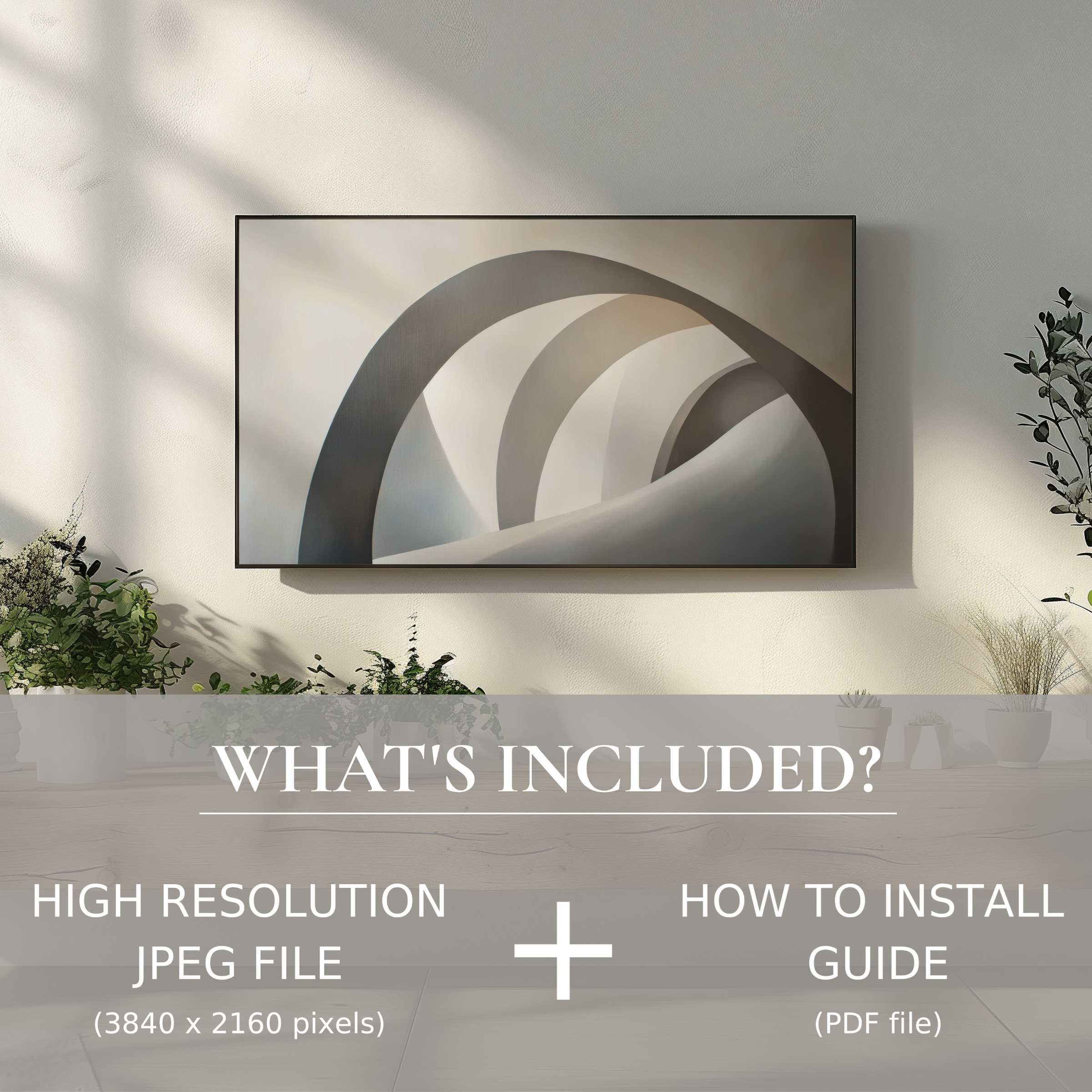 Elegant neutral digital TV art download enhances your living space with easy digital use and modern minimalist design