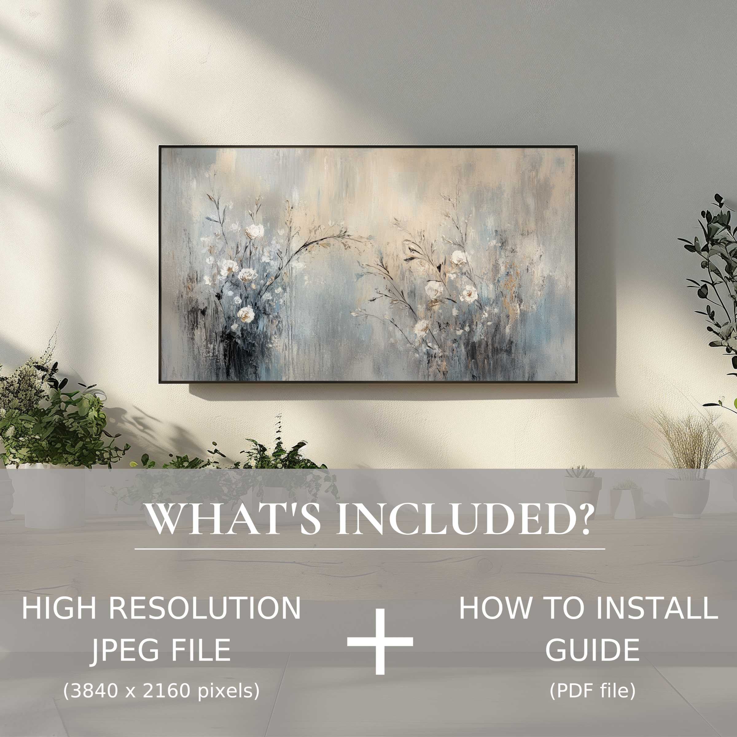 Elegant botanical digital TV art download enhancing serene living spaces with easy digital use and modern style
