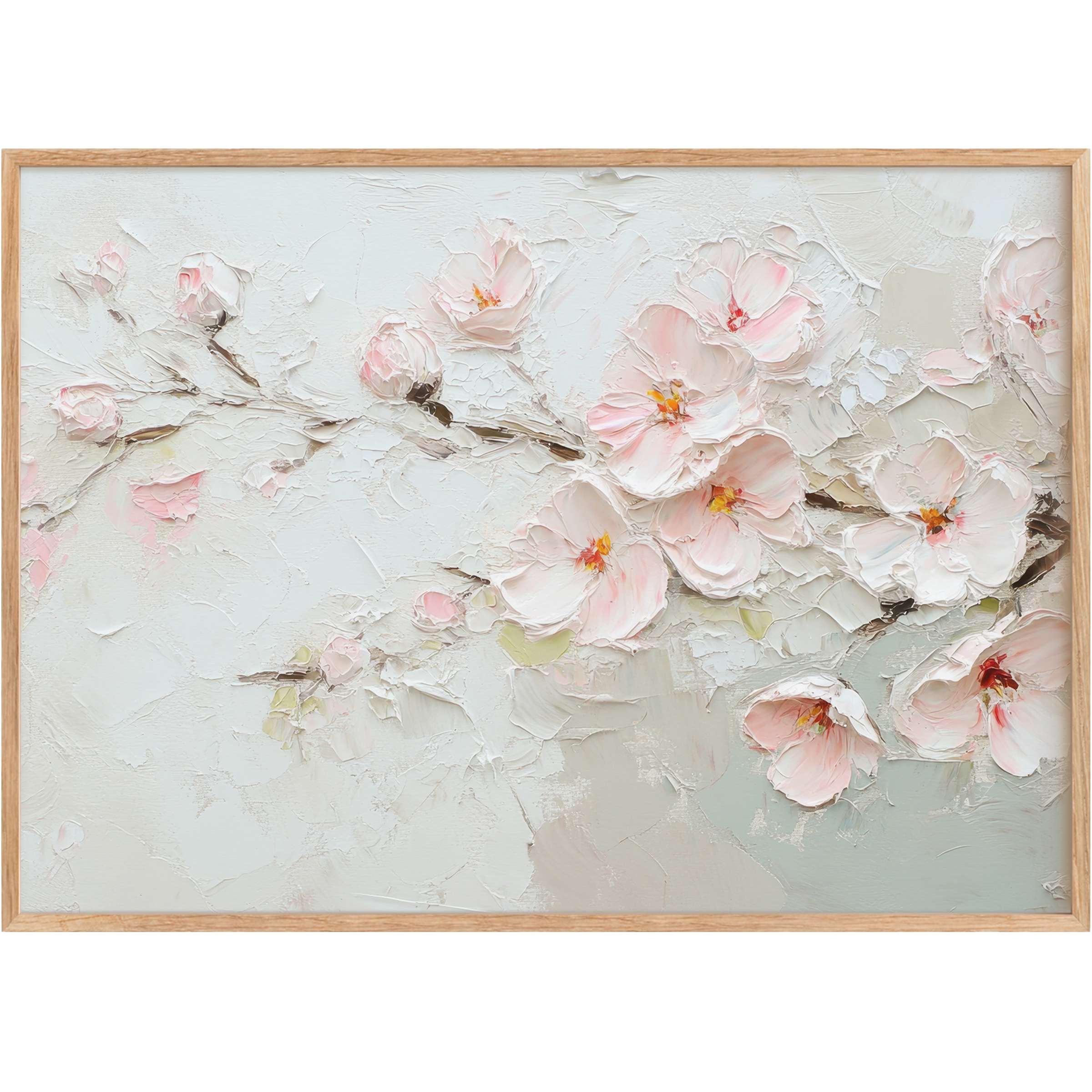 Soft pink and ivory blossoms create a serene, radiant mood in this elegant spring printable wall art, perfect for refined interiors