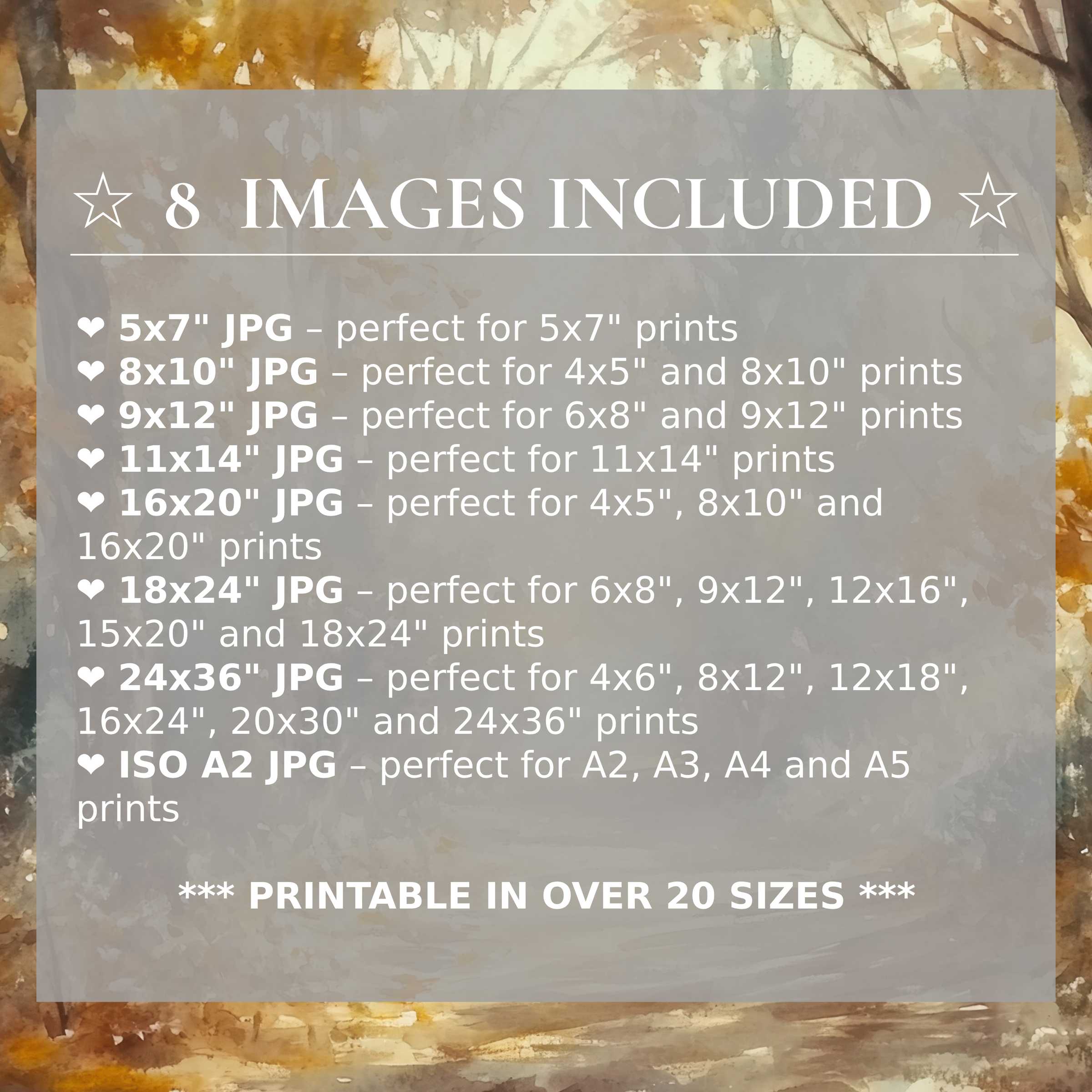 Radiant fall digital print in warm golds and soft browns, elevating modern interiors with style; includes 8 high-quality sizes