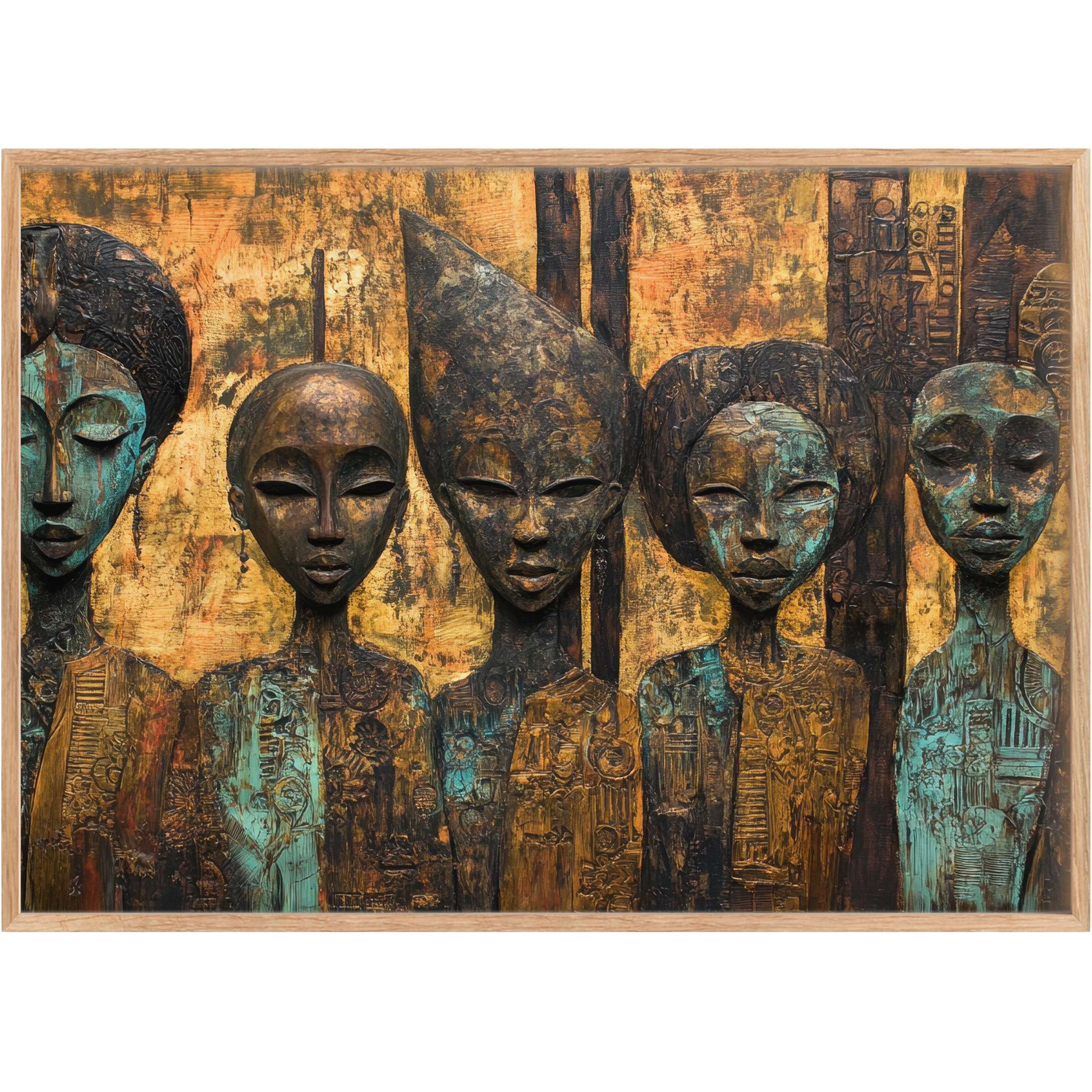 Earthy bronze and teal tones evoke a soulful, timeless aura in this boho printable wall art, enriching any chic sanctuary