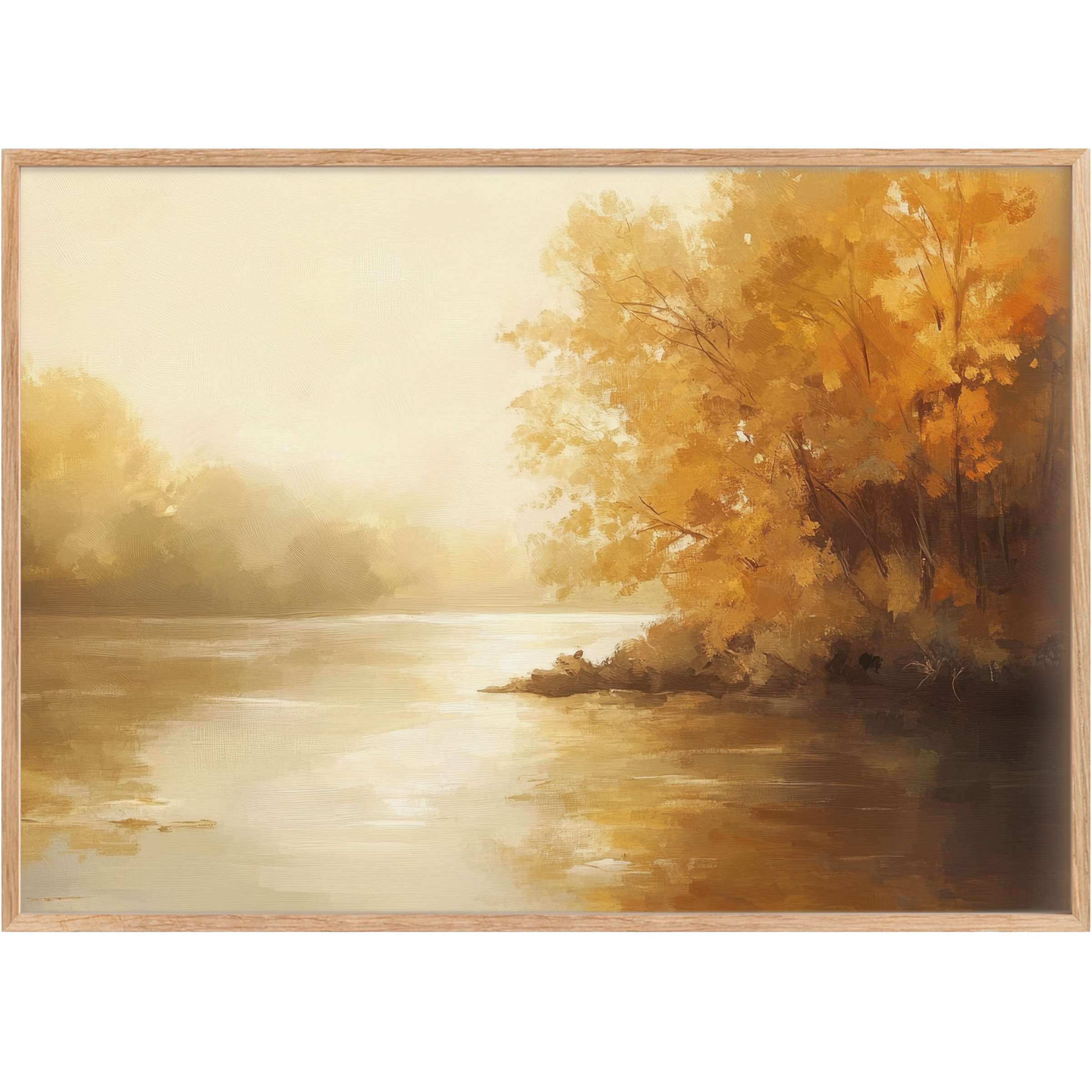 Warm golden hues and soft light create a calming autumn glow in this elegant landscape printable wall art, perfect for refined interiors