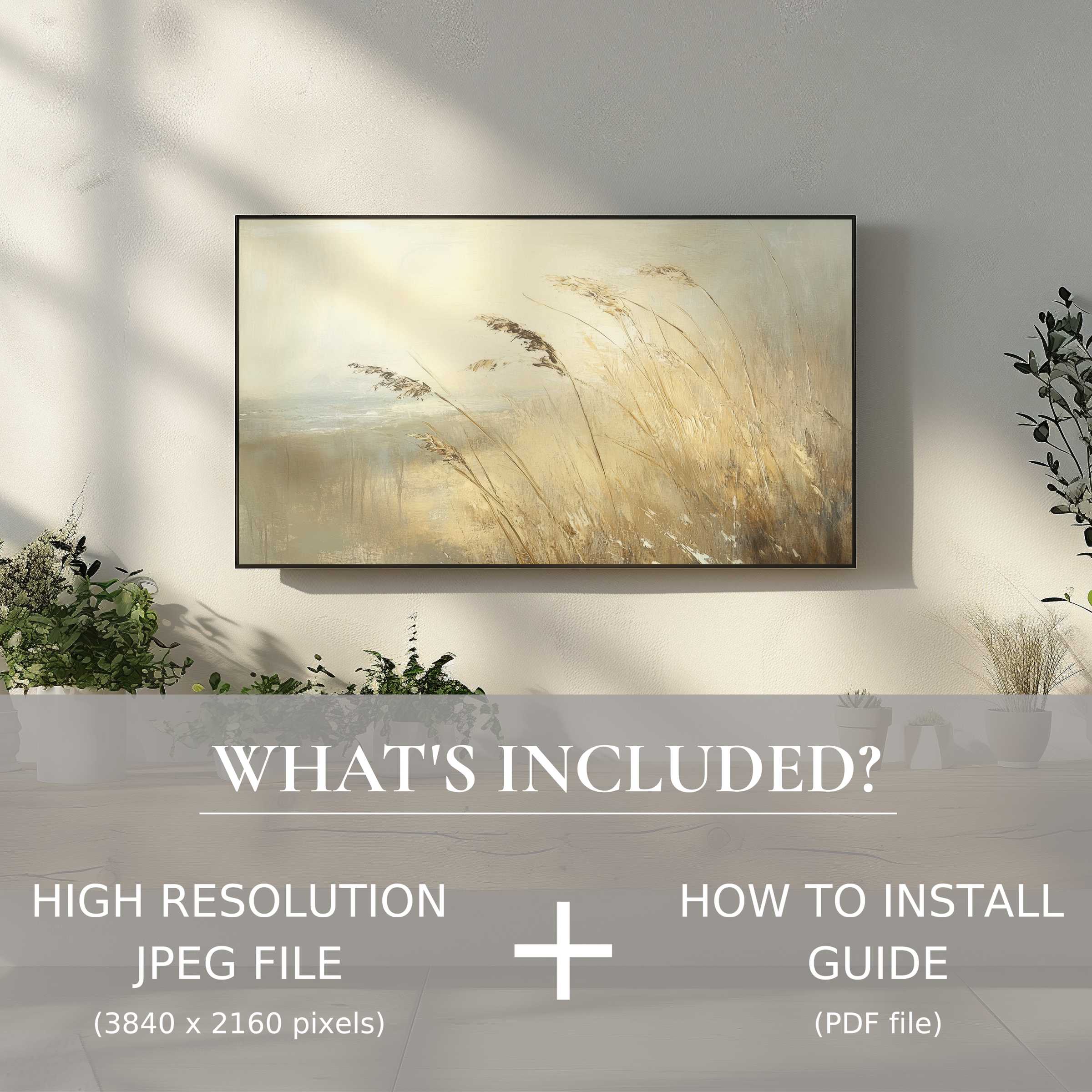 Elegant beach digital TV art download, easy to use, elevates your living space with serene coastal beauty