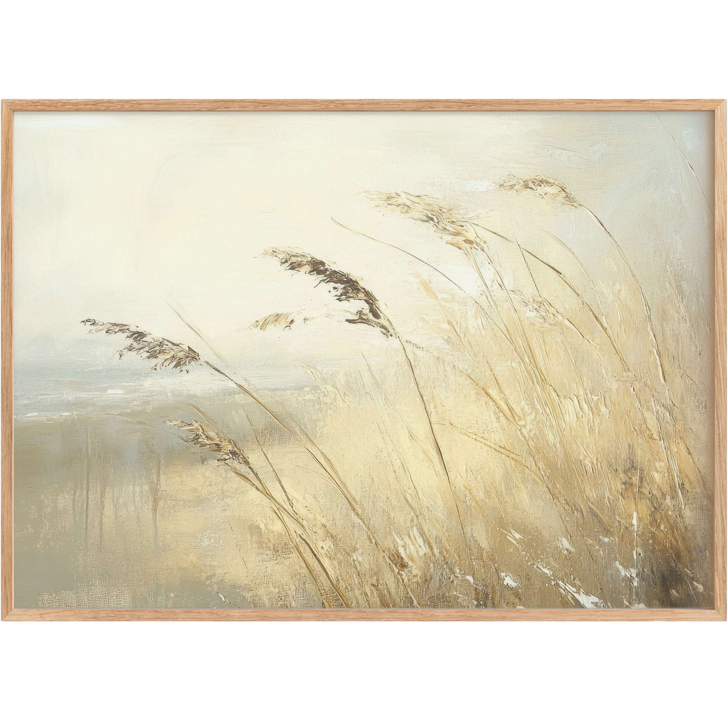 Softly swaying sea oats in muted beige and gray tones evoke a serene, calming aura in beach printable wall art