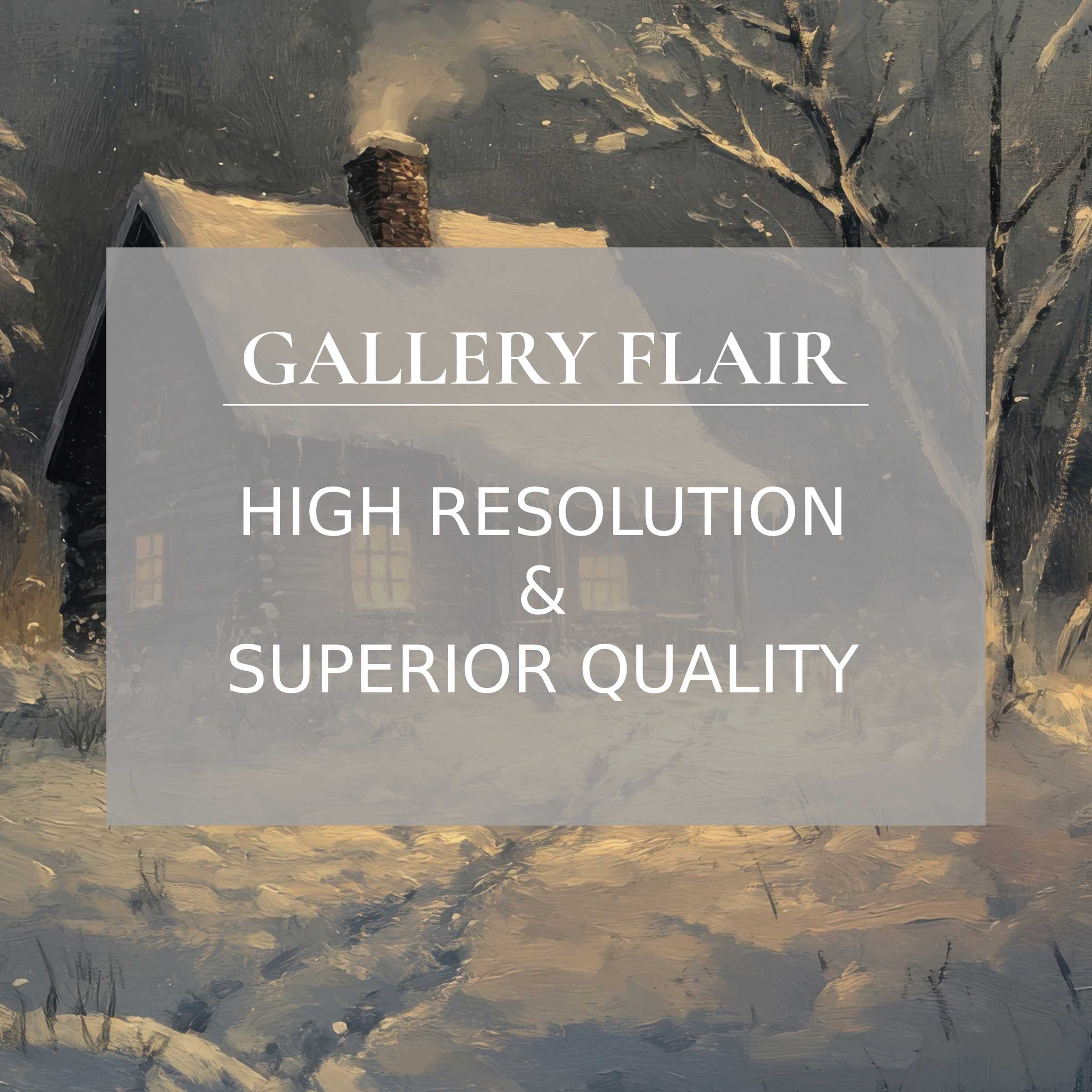 Winter printable art capturing a serene, snow-dusted cabin scene, radiating calm warmth in premium, high-resolution detail-perfect for elevating chic, modern interiors with sophisticated seasonal charm