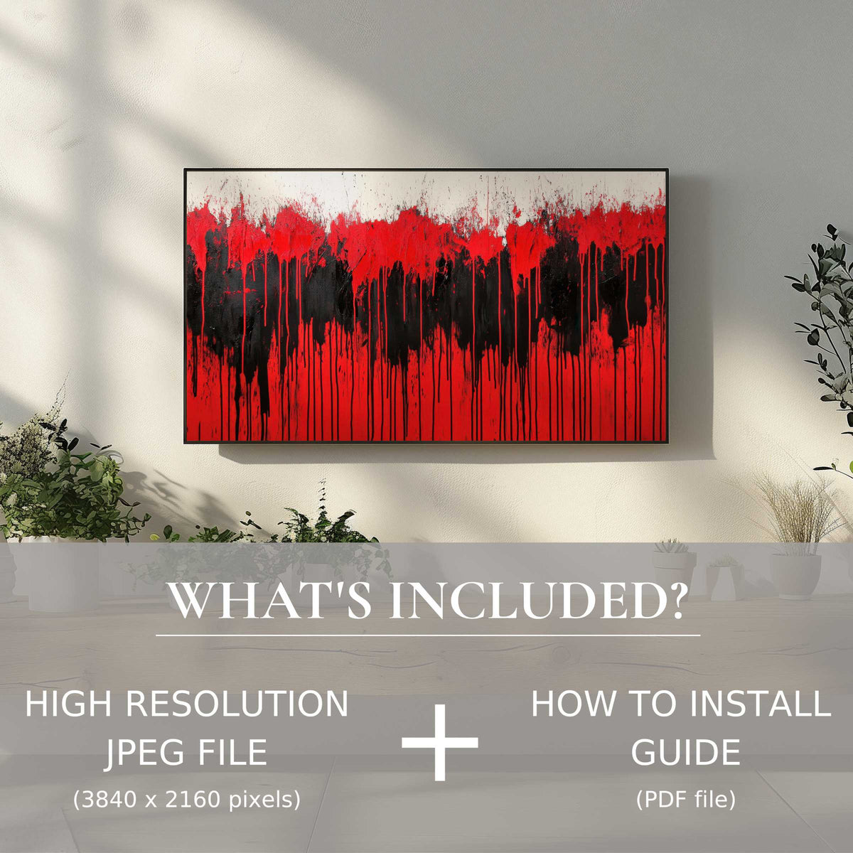 Modern digital TV art download adds bold elegance and vibrant style to living spaces with easy digital use and installation guide