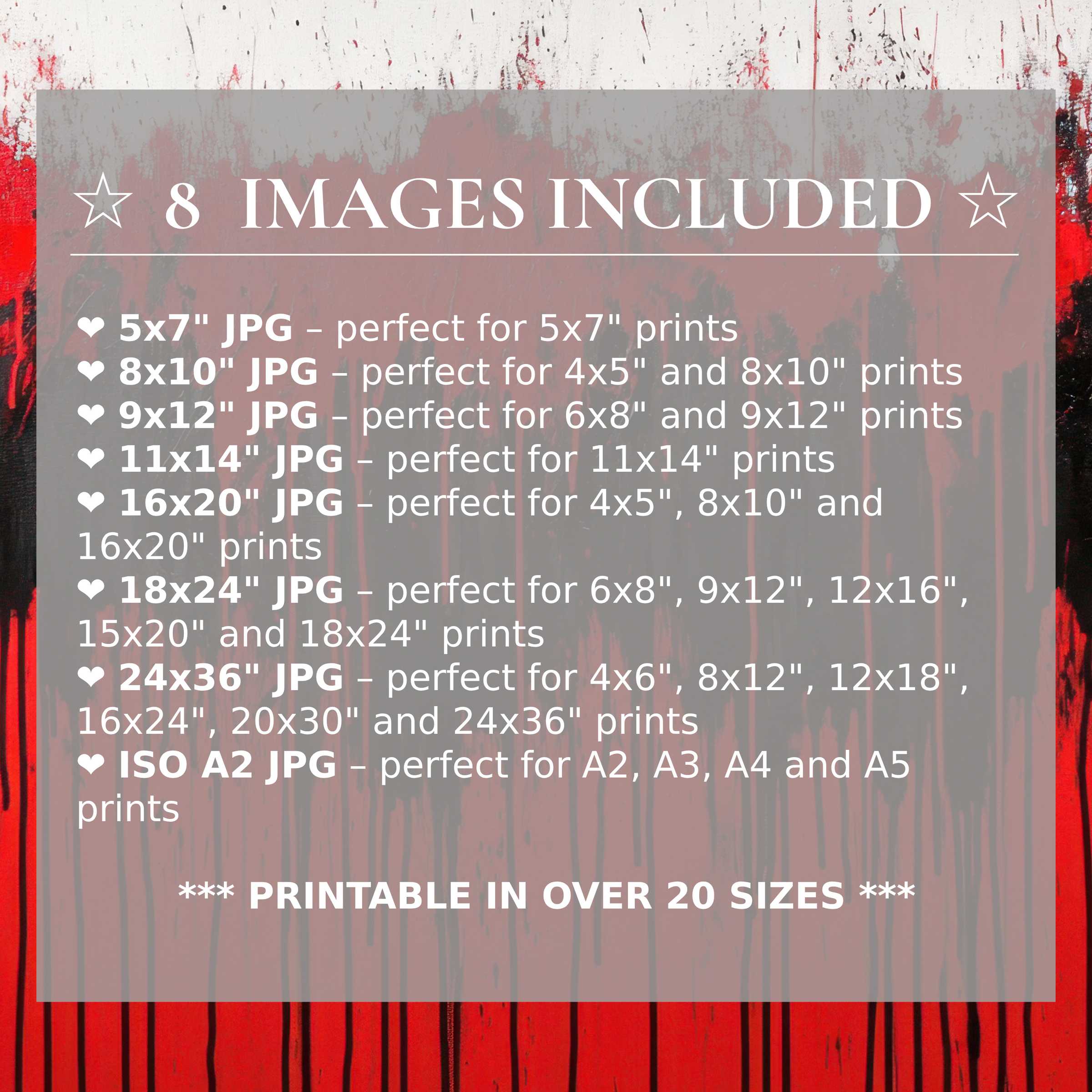 Bold modern digital print radiates energy with deep reds and smoky blacks, elevating interiors with style and 8 high-quality sizes included