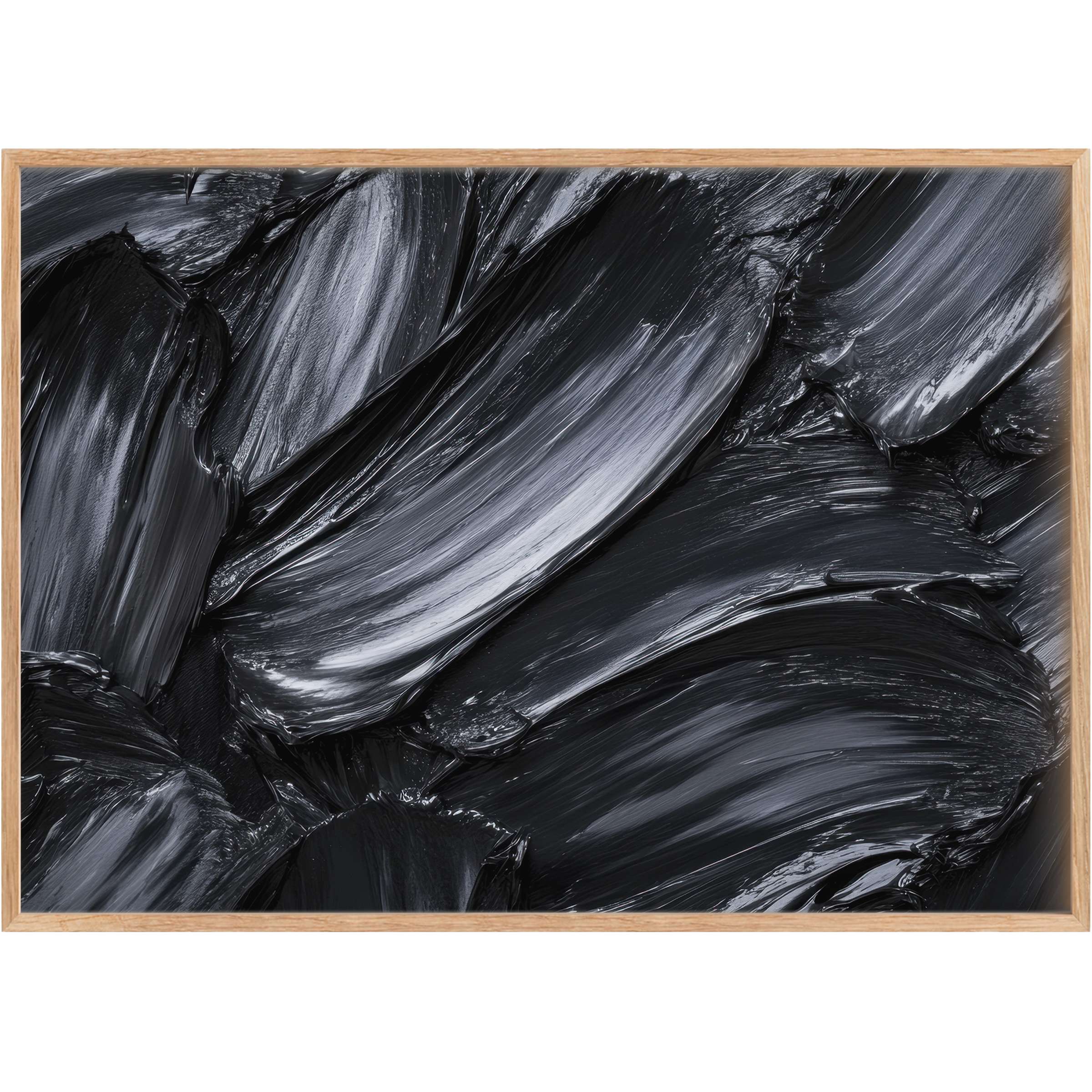 Bold abstract printable wall art in deep charcoals and slate grays, evoking a sophisticated, dramatic ambiance for modern interiors