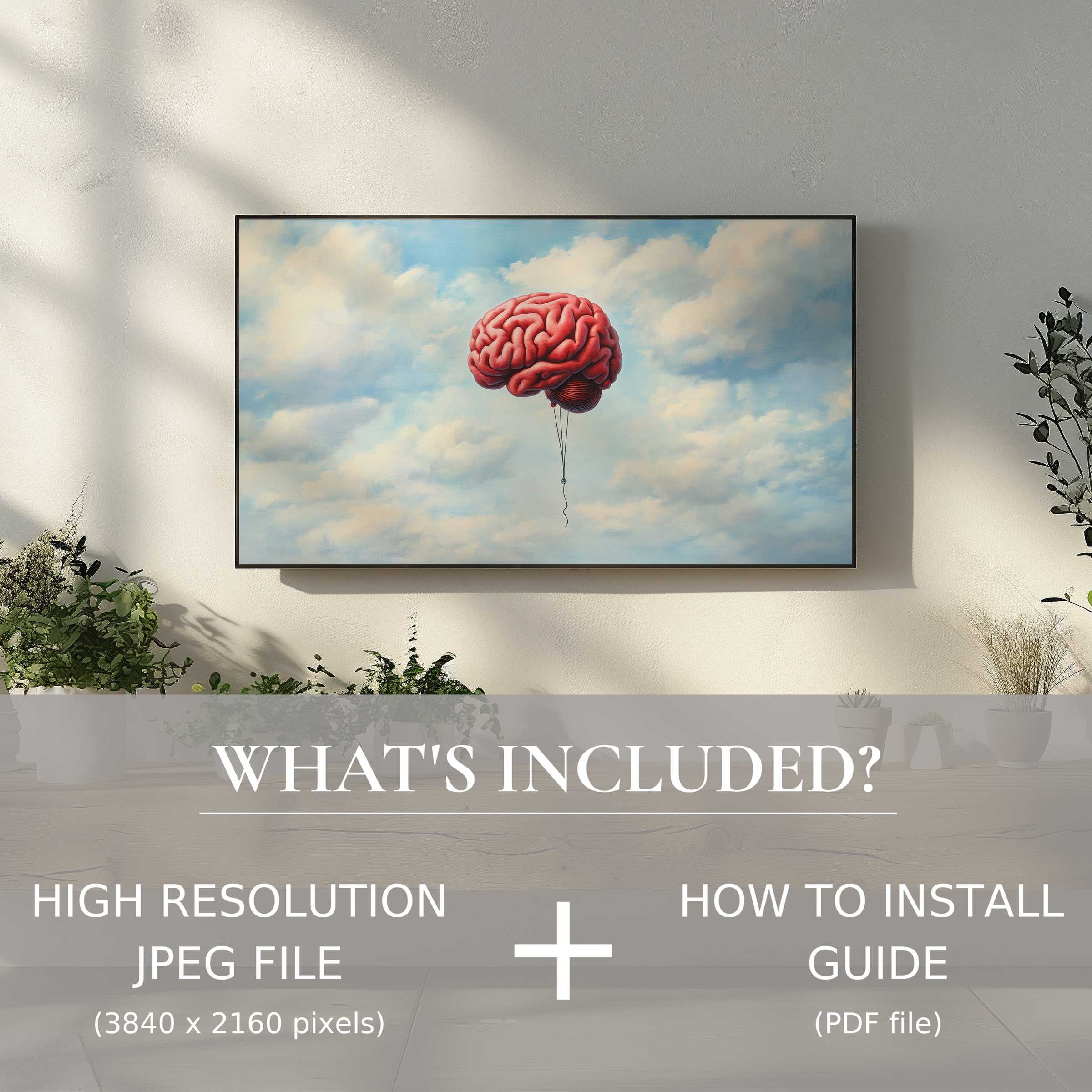 Stylish living with street art digital TV art download - easy digital use enhances modern spaces with bold, surreal flair