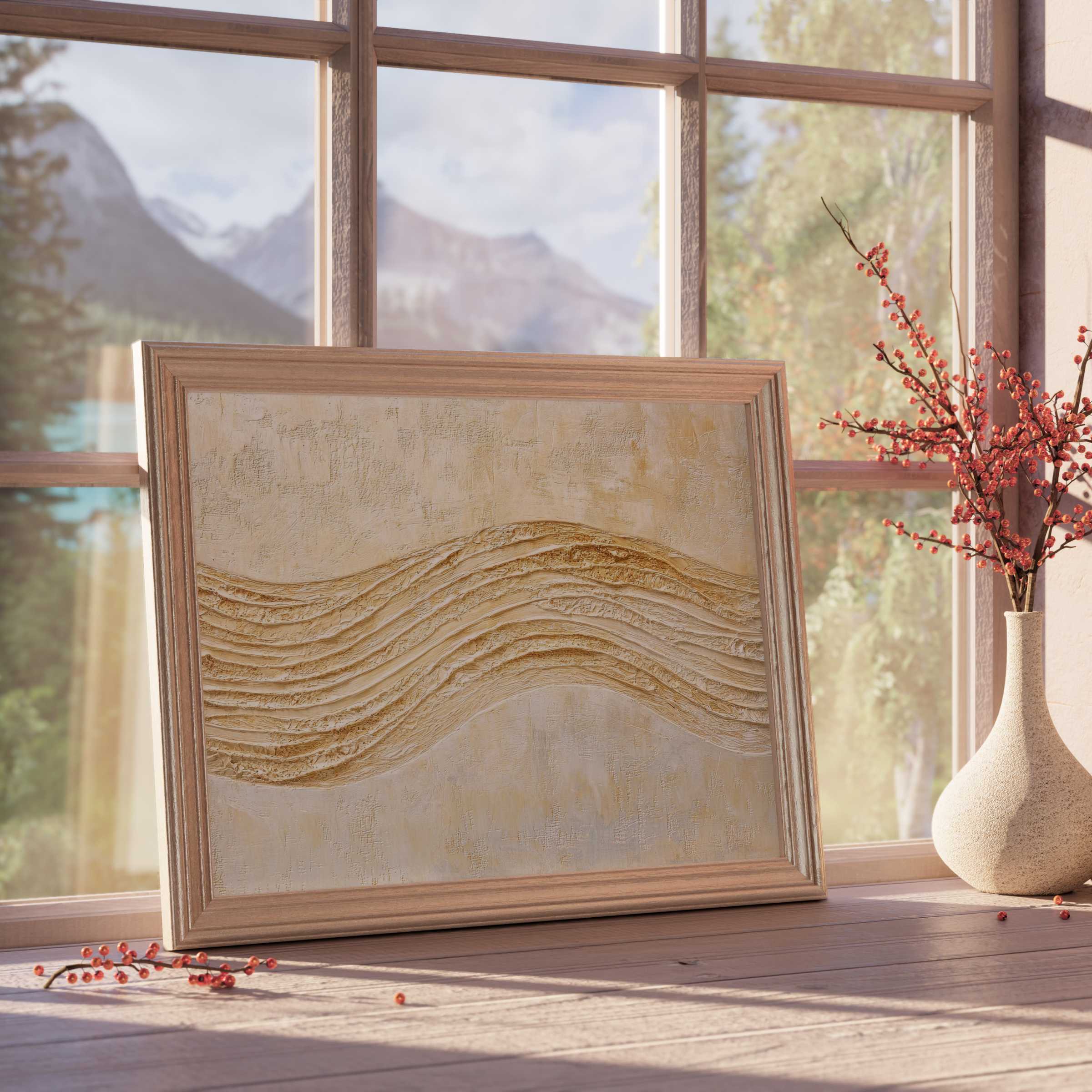Boho downloadable art with textured waves and natural earth tones, elevating serene, curated, and design-forward interiors