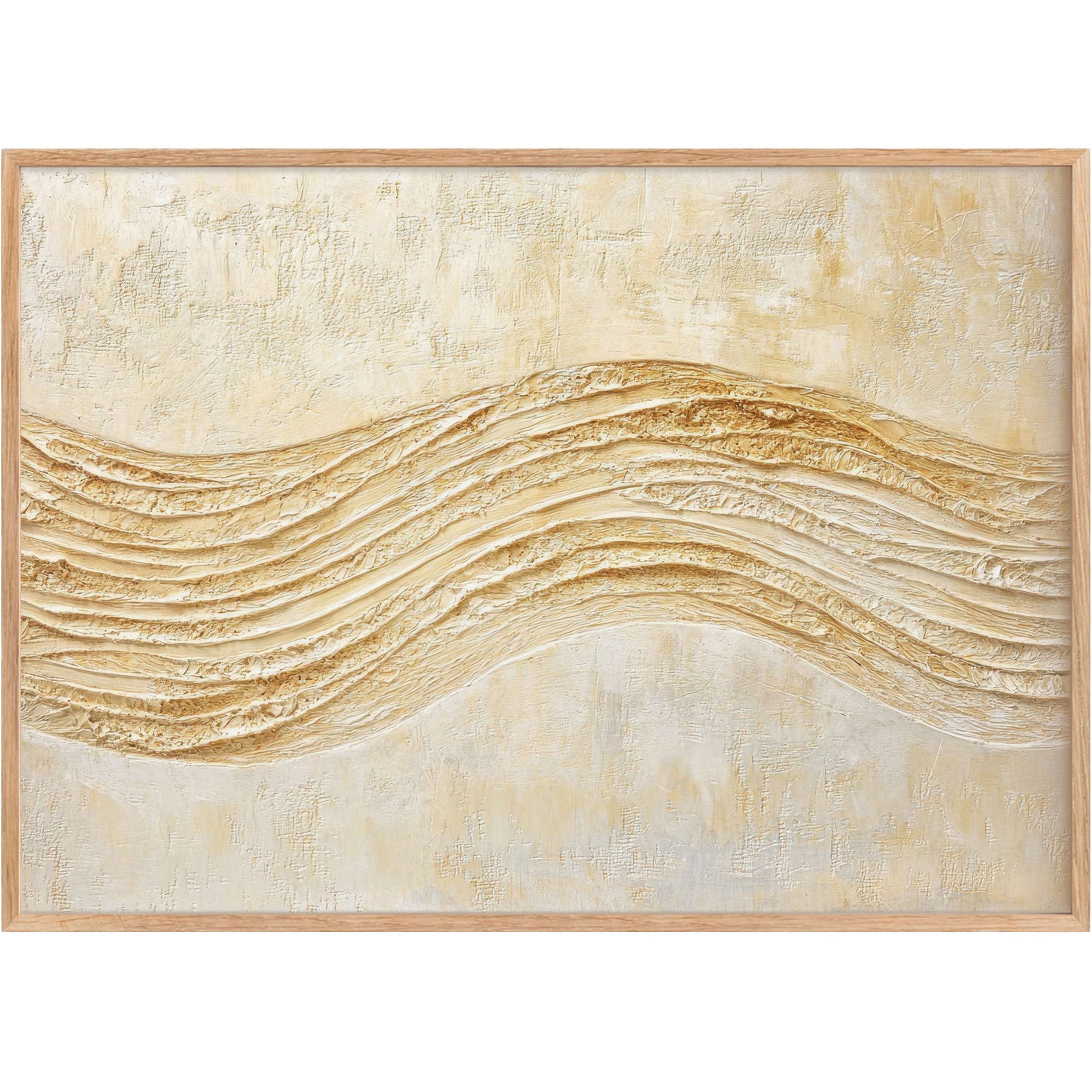 Elegant boho printable wall art featuring textured beige and gold waves, creating a warm, serene, and refined ambiance