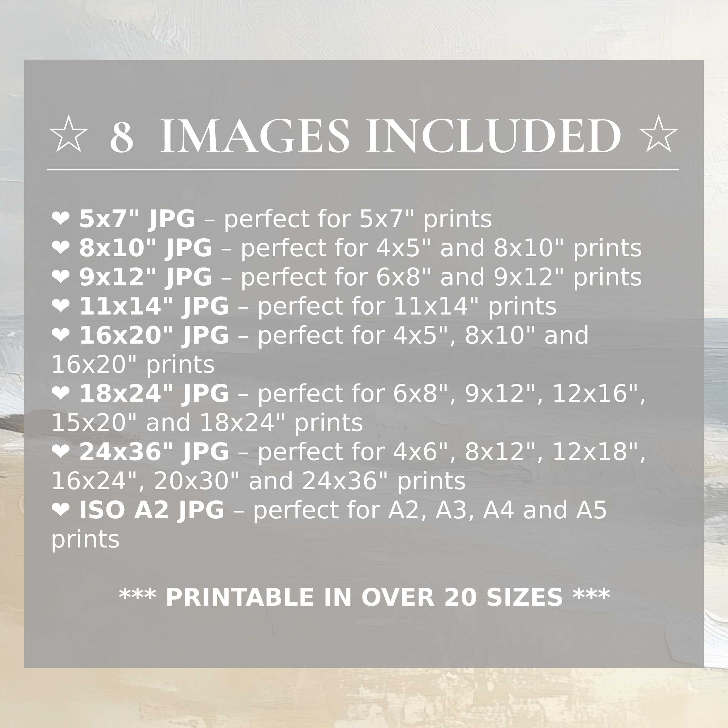 Landscape digital print exuding calming blues and warm neutrals, included in 8 high-quality sizes for versatile modern decor