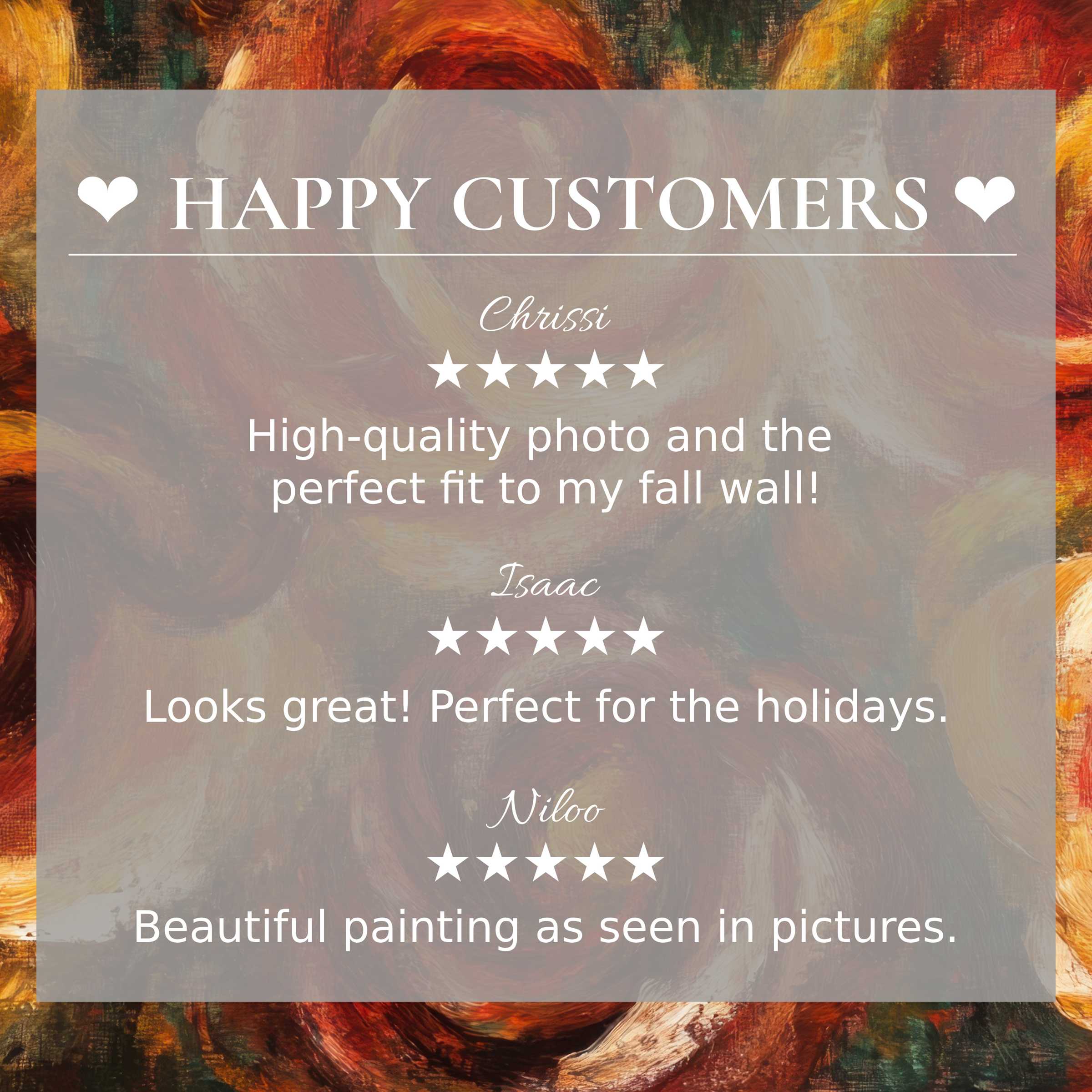 Floral art for Frame TV with abstract sunset background, showcasing happy customer reviews that inspire trust and elegance