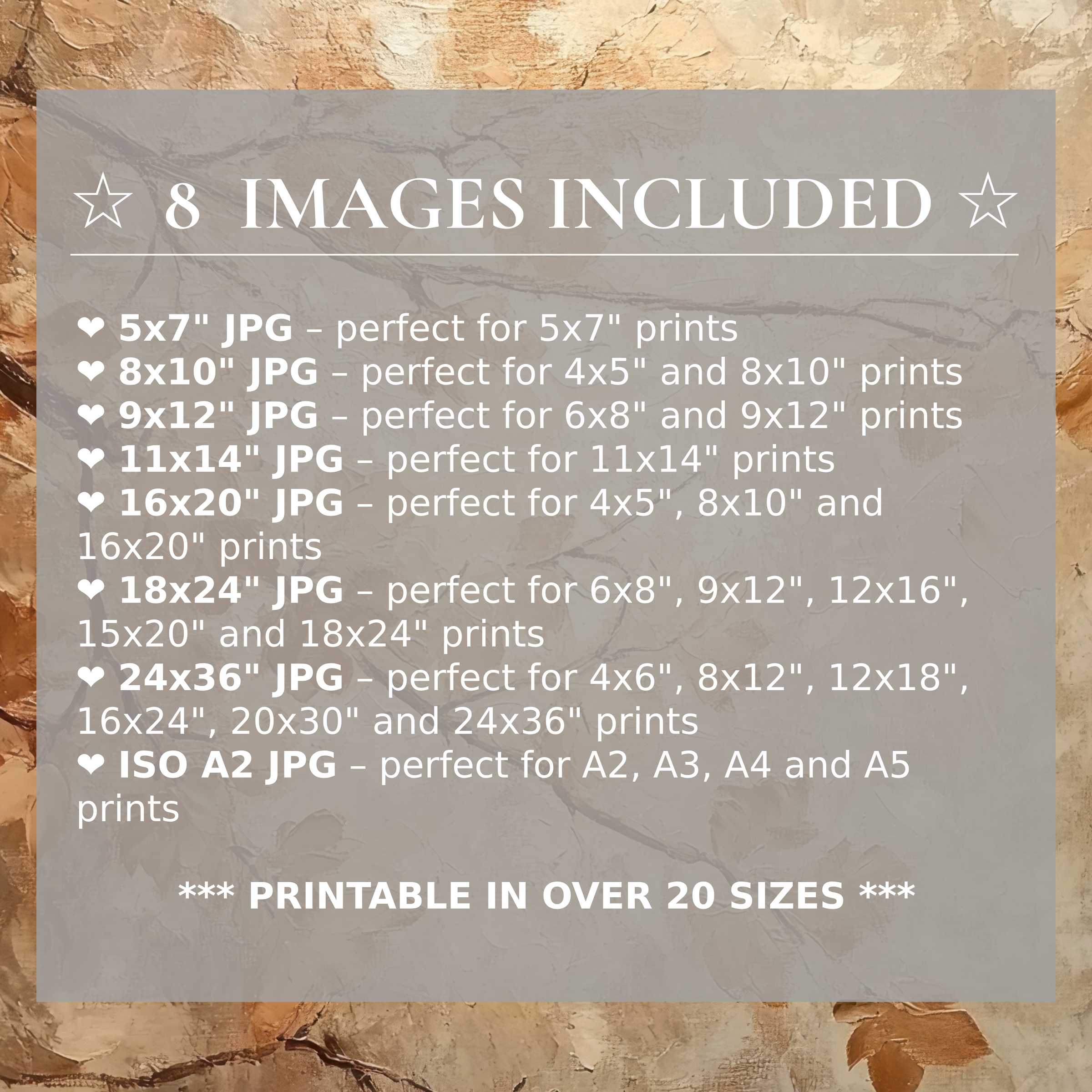 Radiant fall digital print in warm amber and soft beige tones, elevating modern interiors with versatile style; includes 8 high-quality sizes
