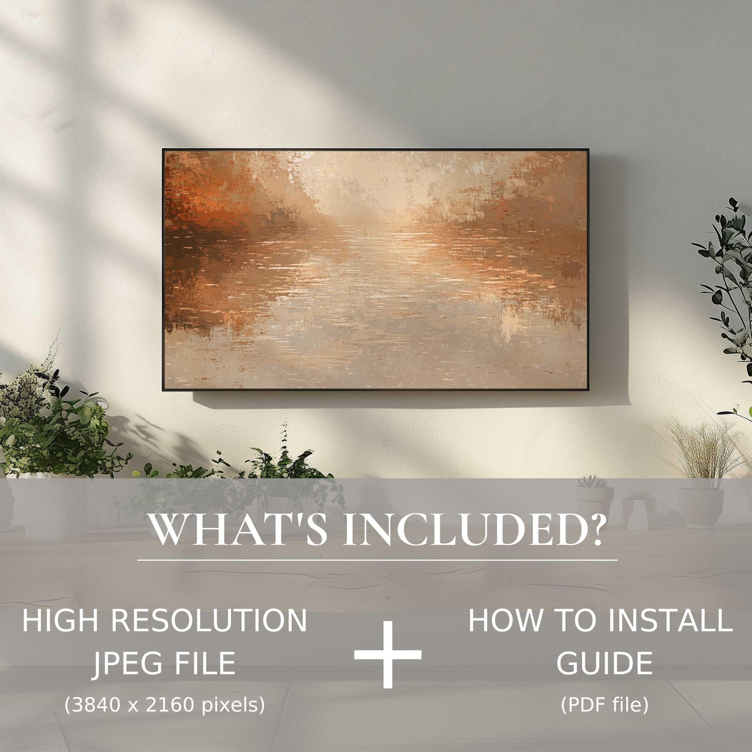 Elegant vintage digital TV art download enhances your living space with easy digital use and warm, modern tones