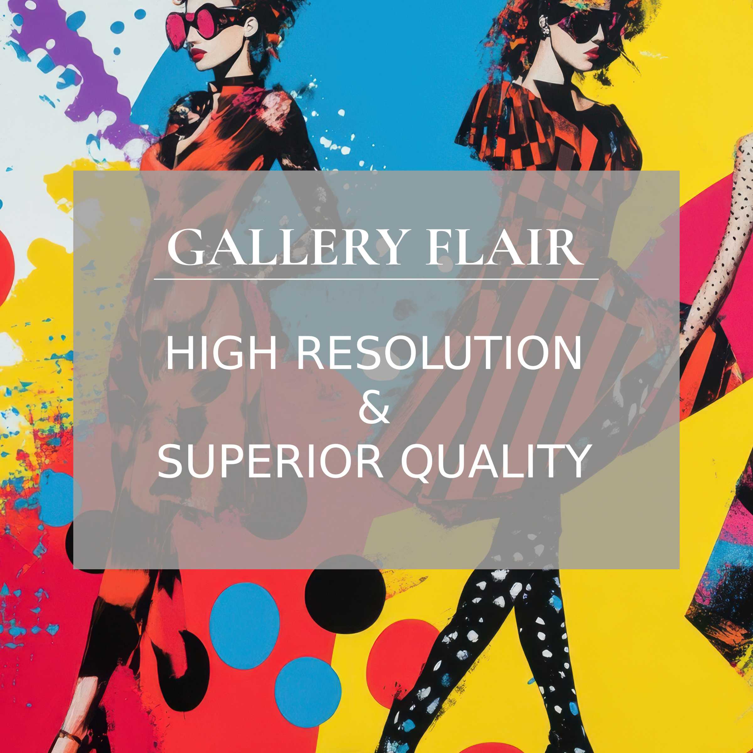 Vibrant pop art Frame TV picture featuring sharp, elegant figures in high resolution with striking color contrasts