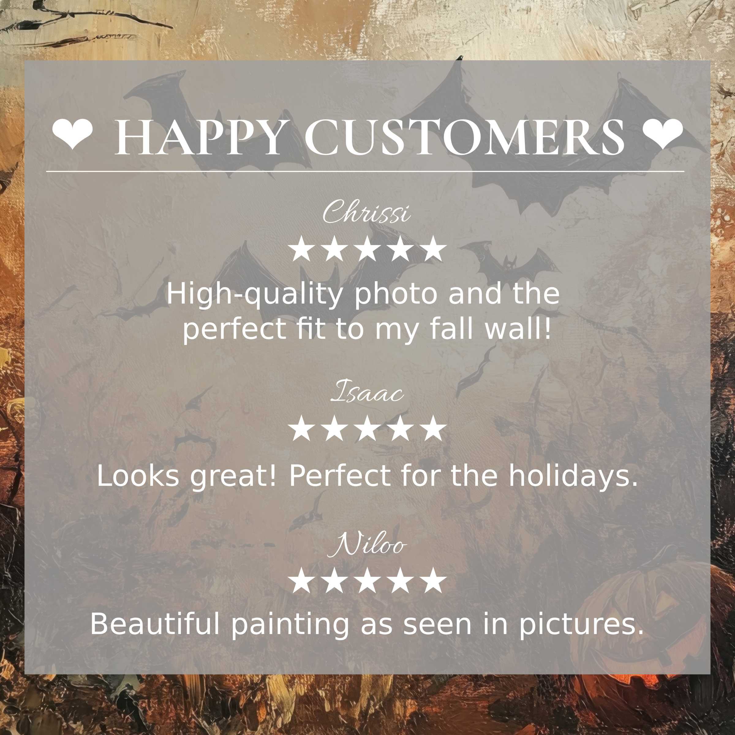 Elegant halloween art for Frame TV with abstract sunset tones and happy customer reviews fostering trust