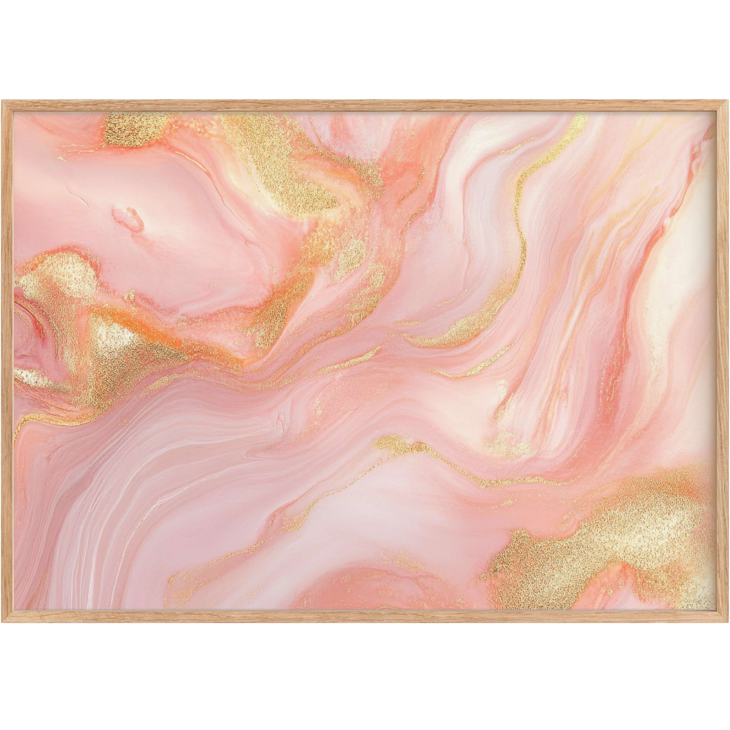 Elegant abstract printable wall art in blush pink and shimmering gold, radiating warmth and sophistication for chic interiors
