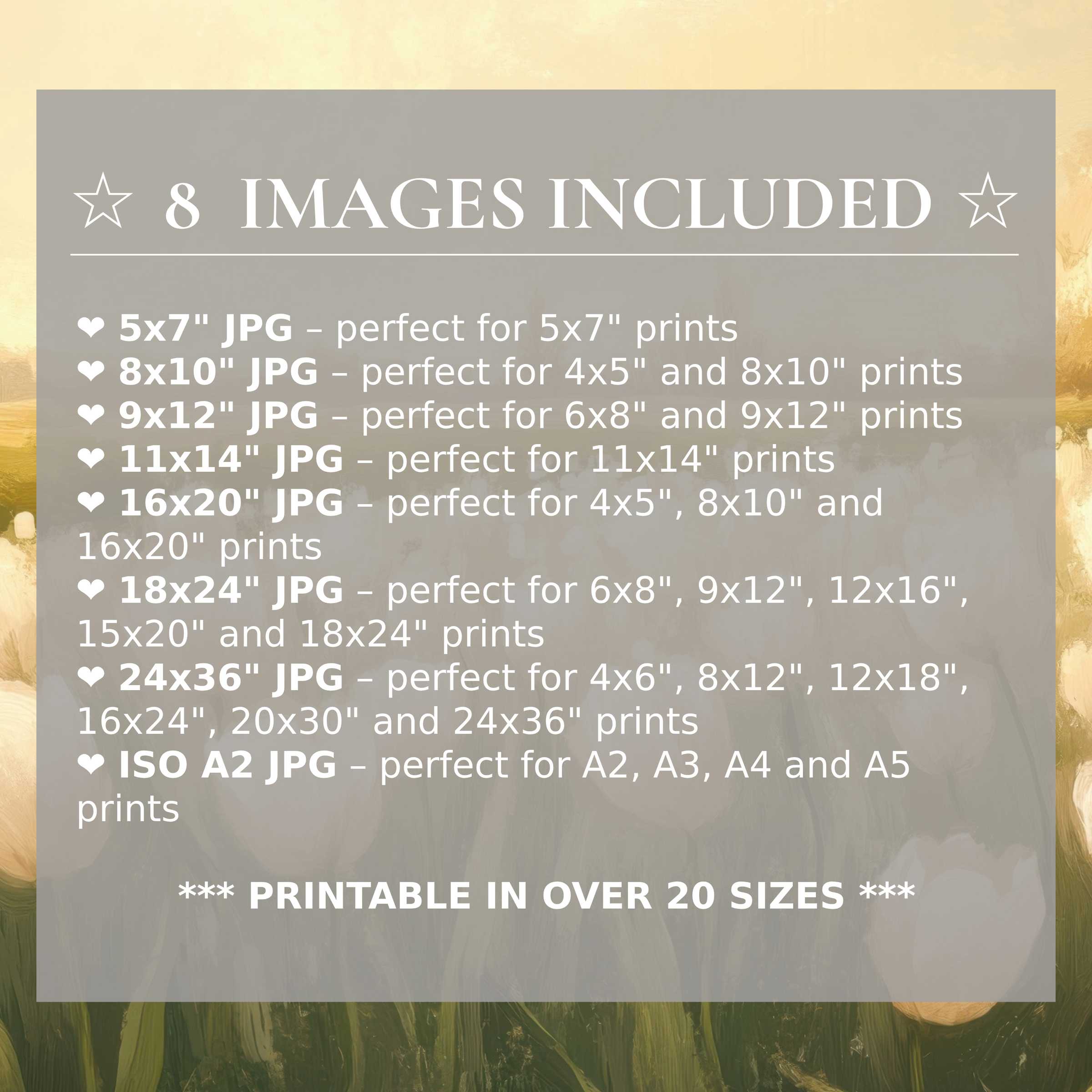Radiant spring digital print in soft pastels and fresh greens, elevating modern interiors with style; includes 8 high-quality sizes