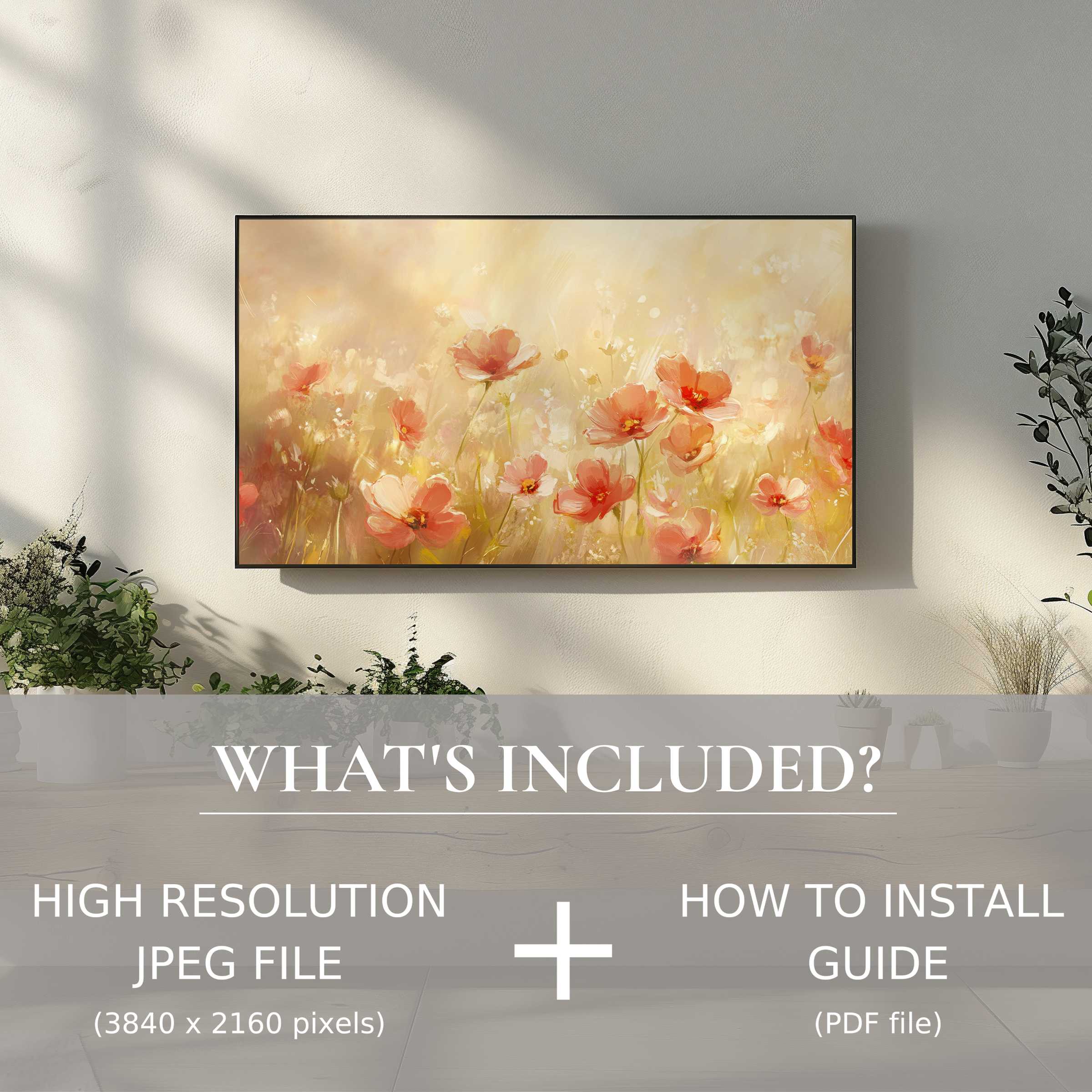 Elegant summer digital TV art download with easy use, enhancing any living space in modern, stylish home decor