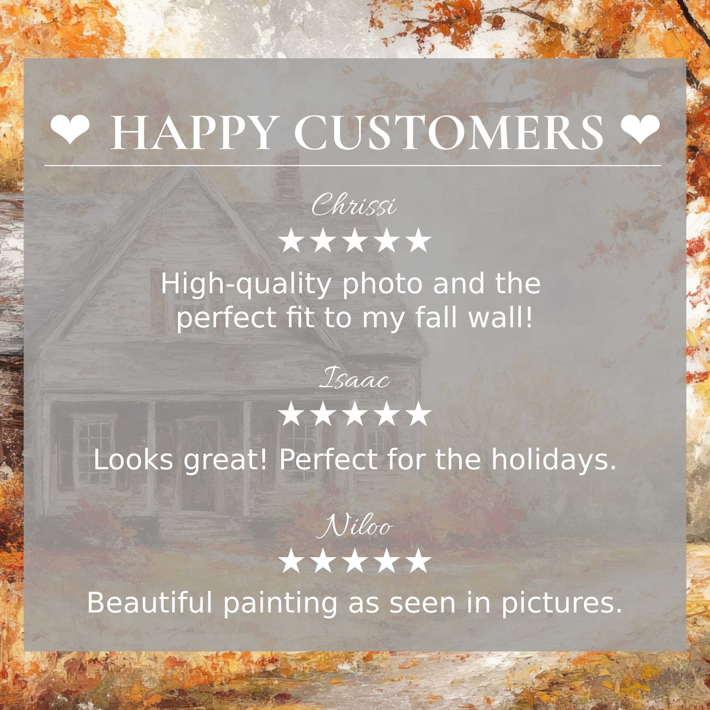 Farmhouse art for Frame TV with abstract sunset backdrop and happy customer reviews building trust and elegance