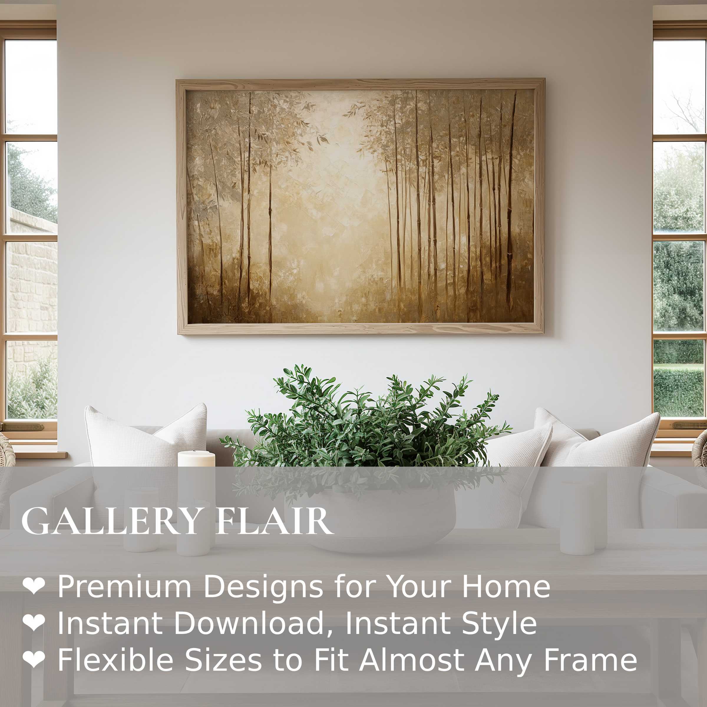 Botanical wall art print with soft, muted earth tones evokes calm sophistication in a modern, minimalist living space