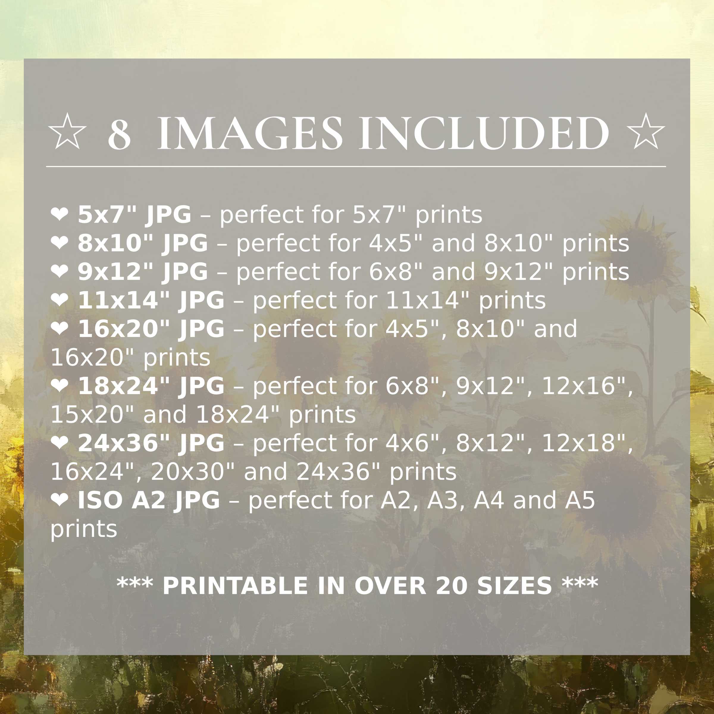 Radiant summer digital print in warm golden and soft green hues, elevating modern interiors with style and 8 high-quality sizes included