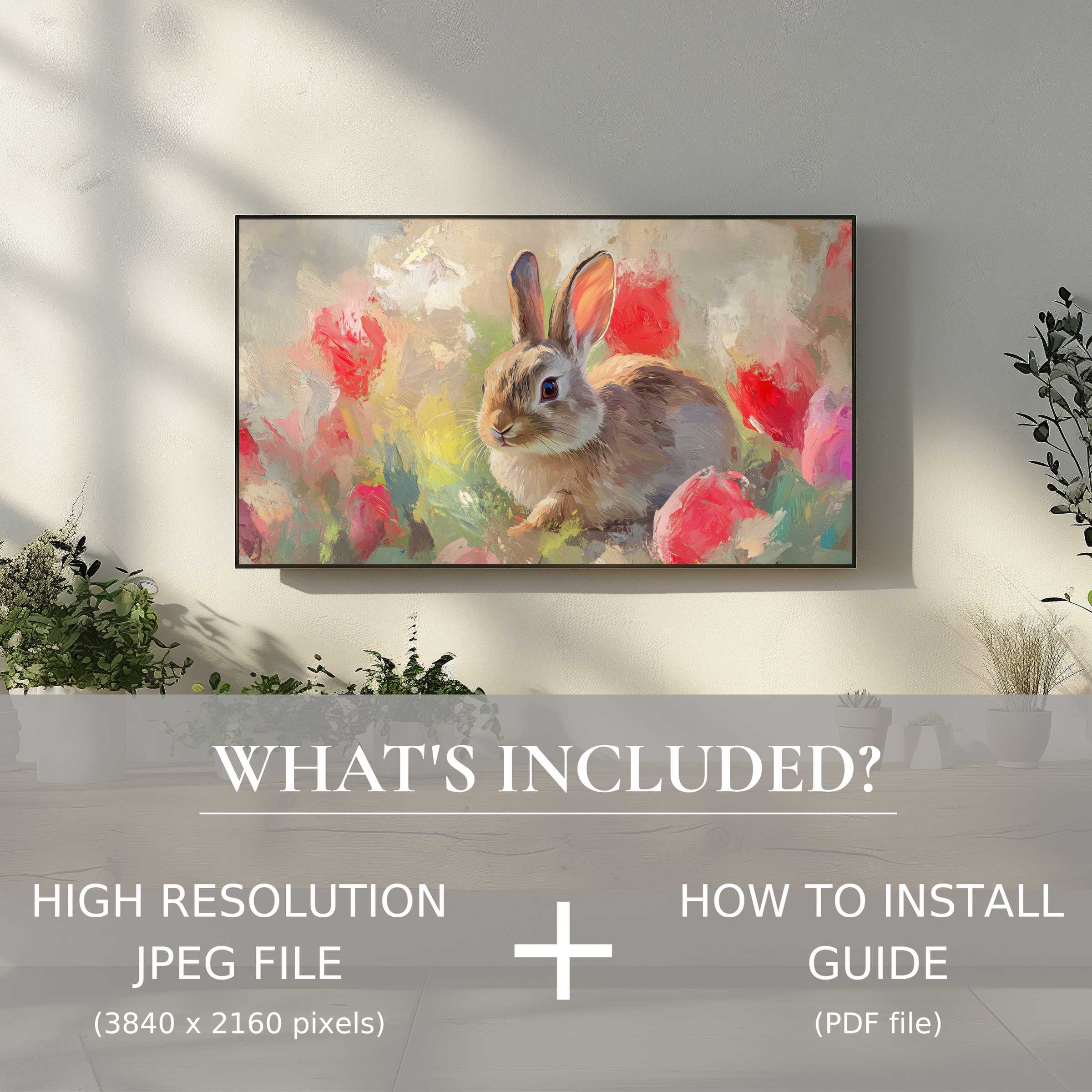 Elegant easter digital TV art download enhancing modern living spaces with easy digital use and vibrant spring charm