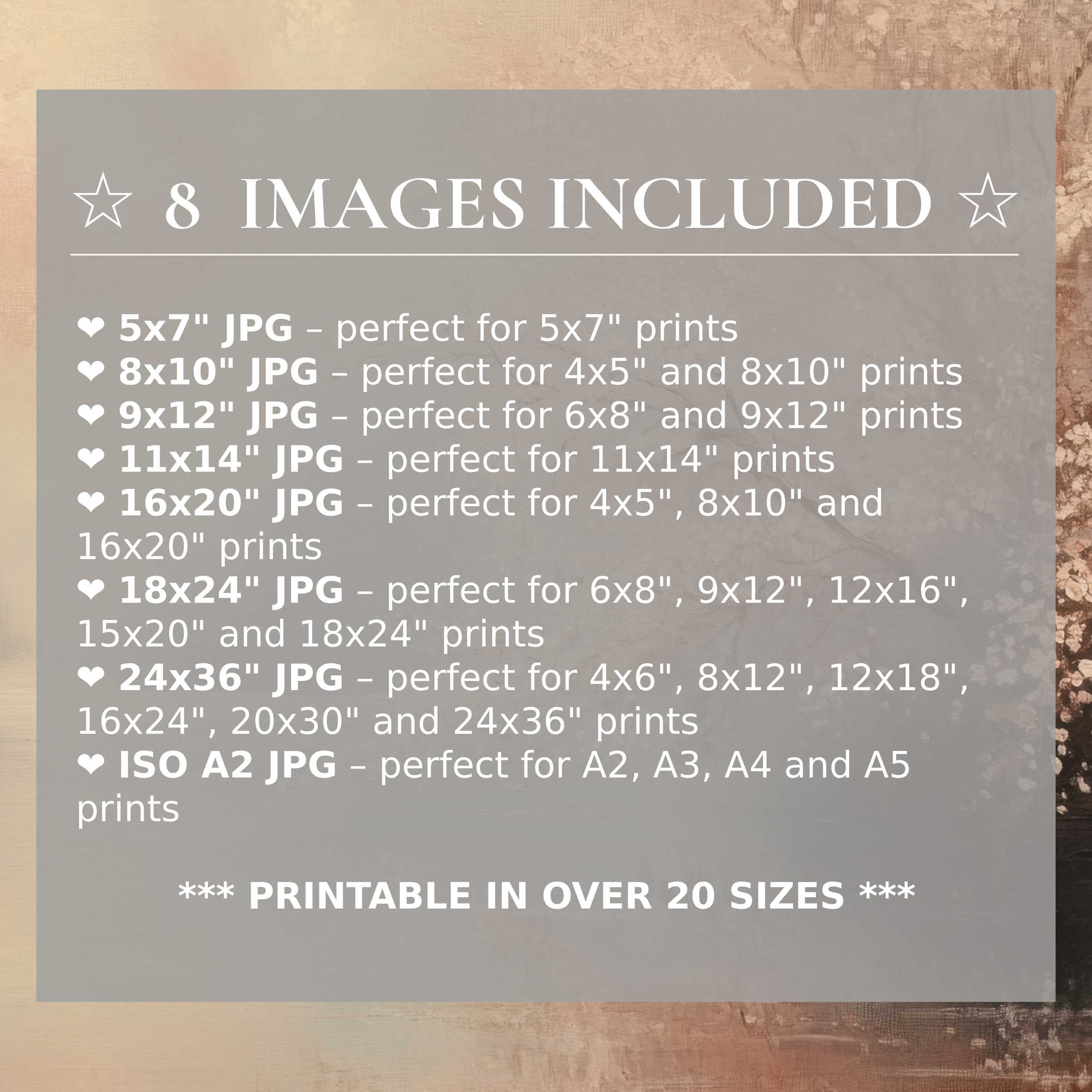 Radiant landscape digital print in warm amber and dusky rose hues, elevating modern interiors with versatile style; includes 8 high-quality sizes