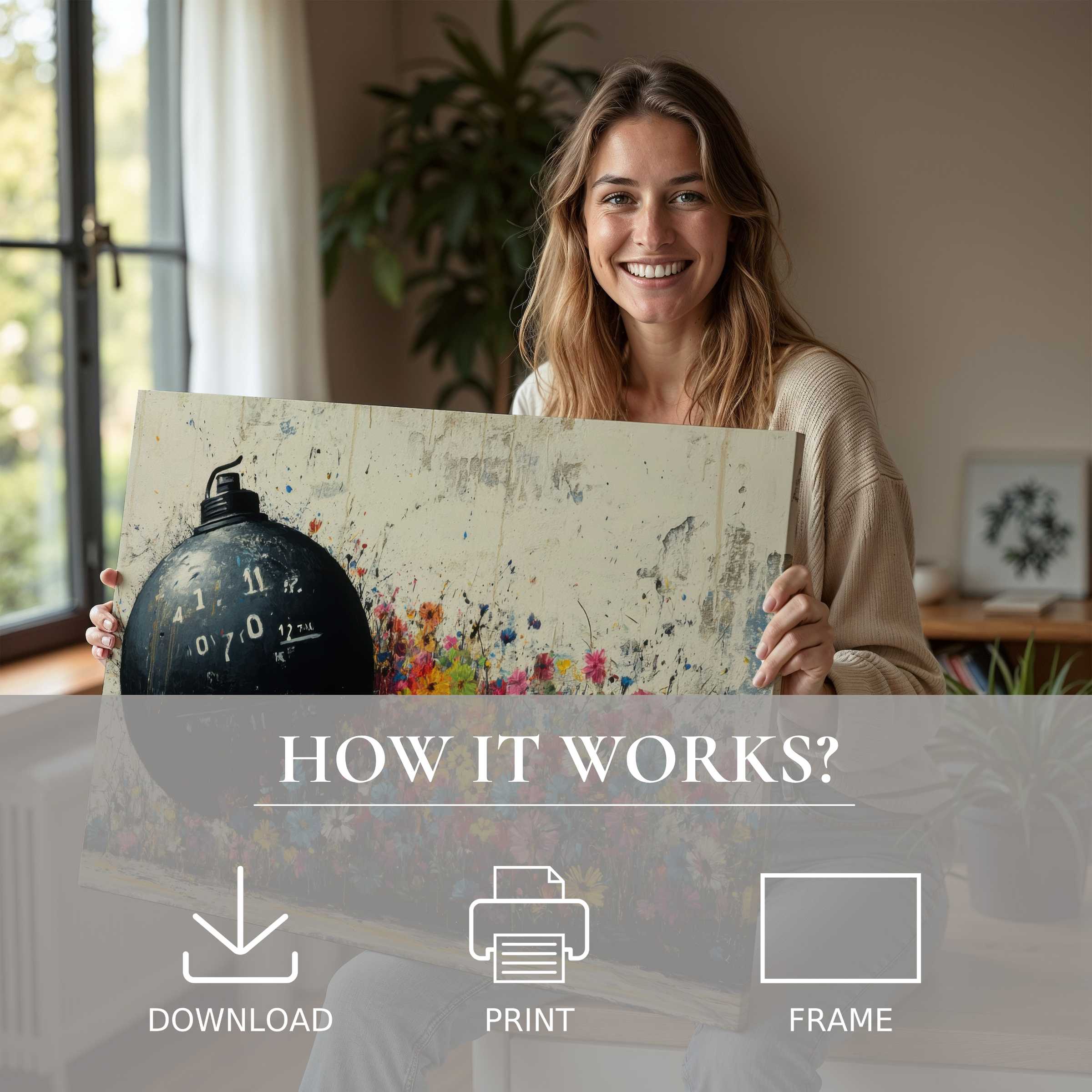 A joyful moment embracing street art digital art print brings effortless elegance and warmth to a modern, serene home