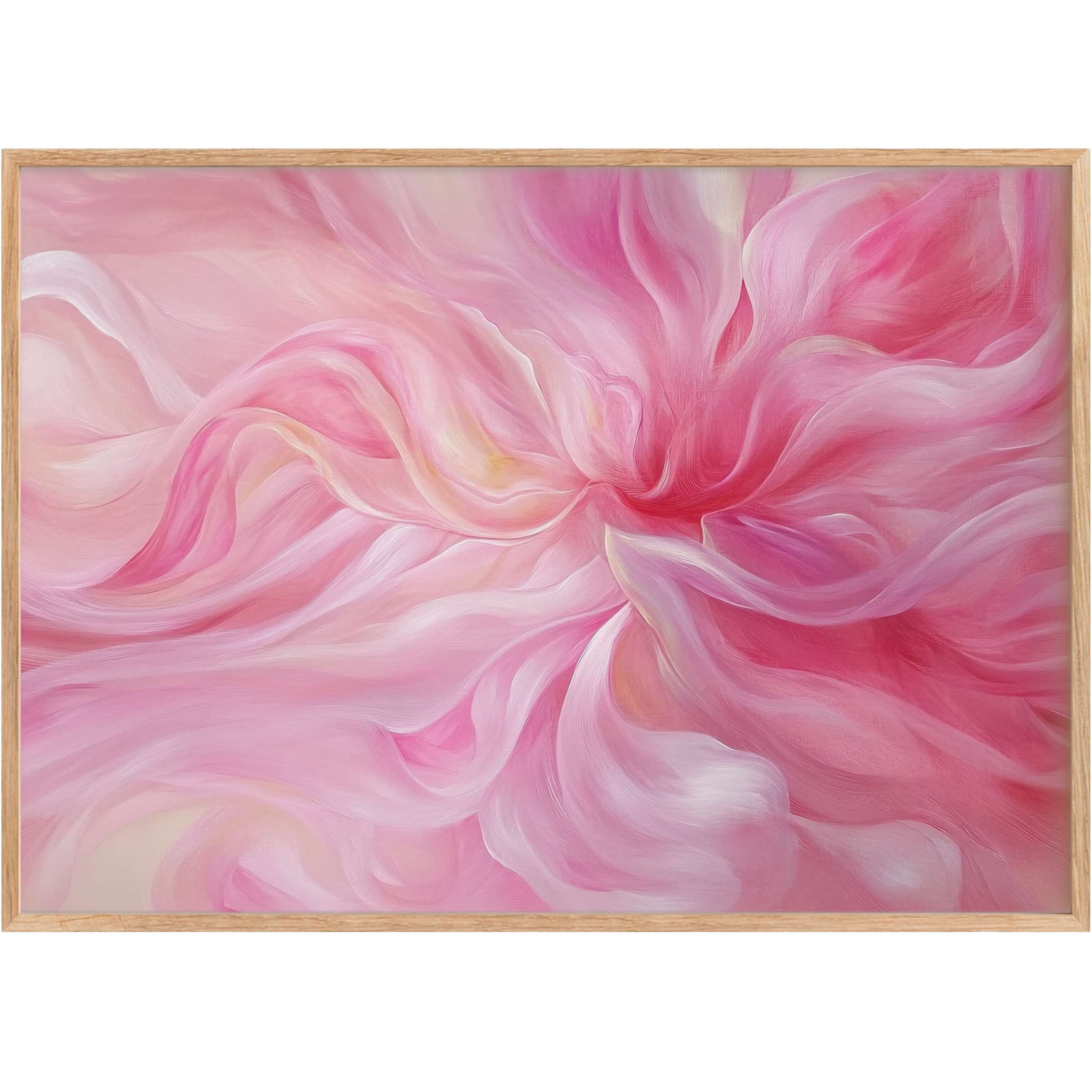 Sensual abstract printable wall art in pink and cream hues, evoking a soft, radiant ambiance that enhances elegant living spaces