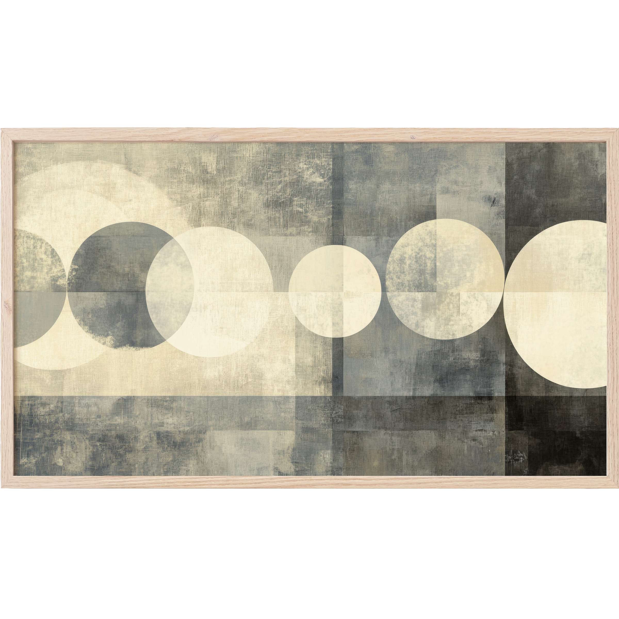 Abstract geometric circles in muted beige and gray tones, offering serene sophistication in neutral Frame TV Art