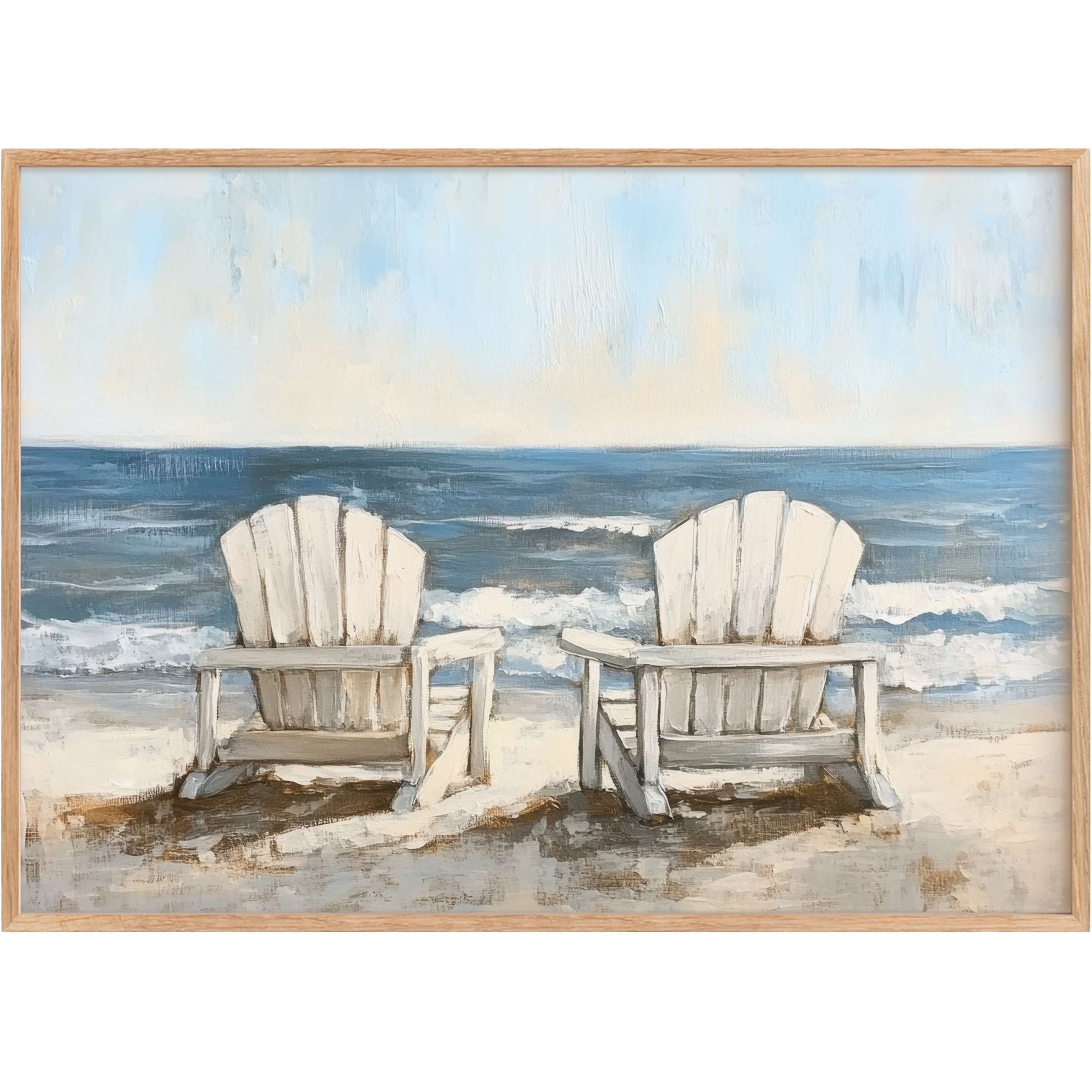 Serene beach printable wall art with soft blues and sandy neutrals, evoking calm and effortless coastal elegance