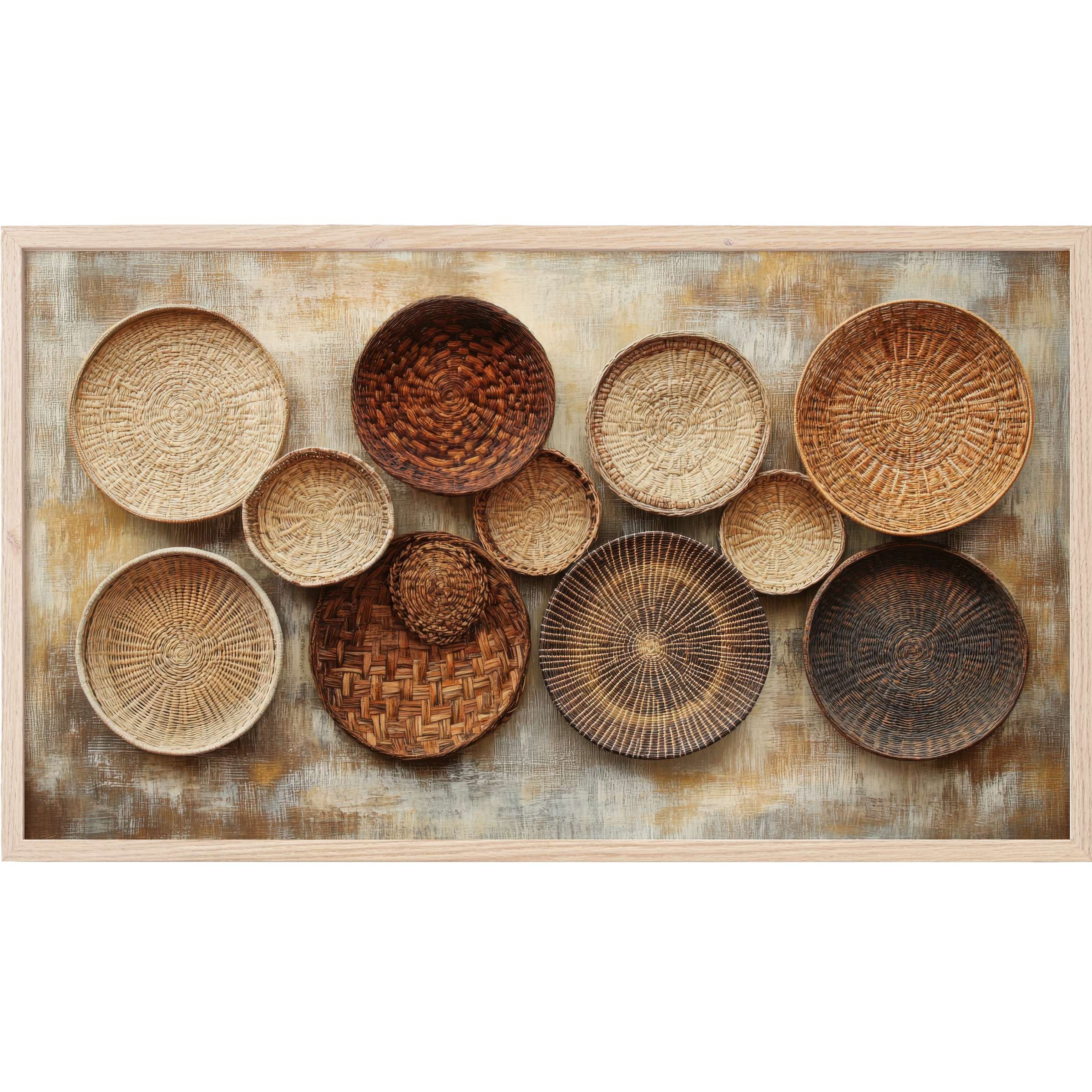 Boho Frame TV Art featuring an elegant arrangement of woven baskets in warm earthy tones and natural textures