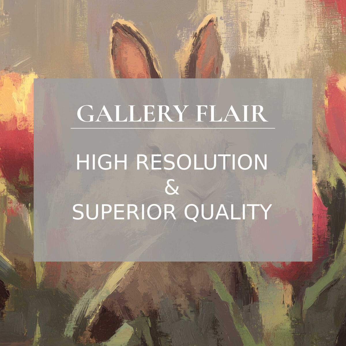 Elegant easter printable art featuring a softly textured bunny amidst vibrant tulips, radiating a calming, sophisticated charm
