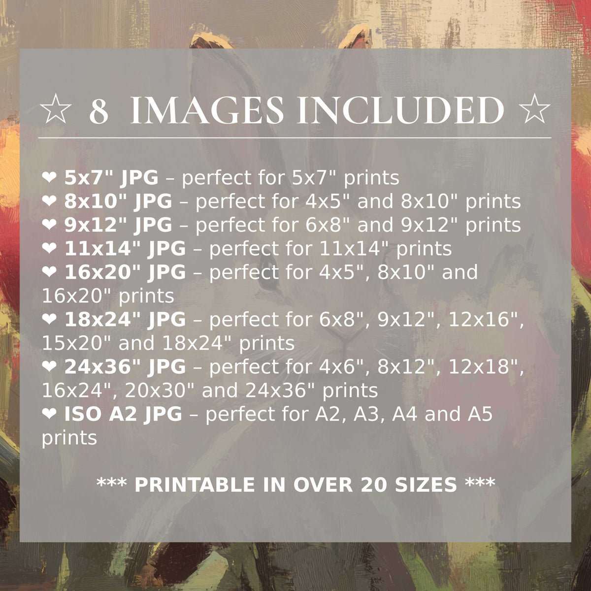 Radiant easter digital print in warm reds and soft yellows, offered in 8 high-quality sizes for versatile modern decor
