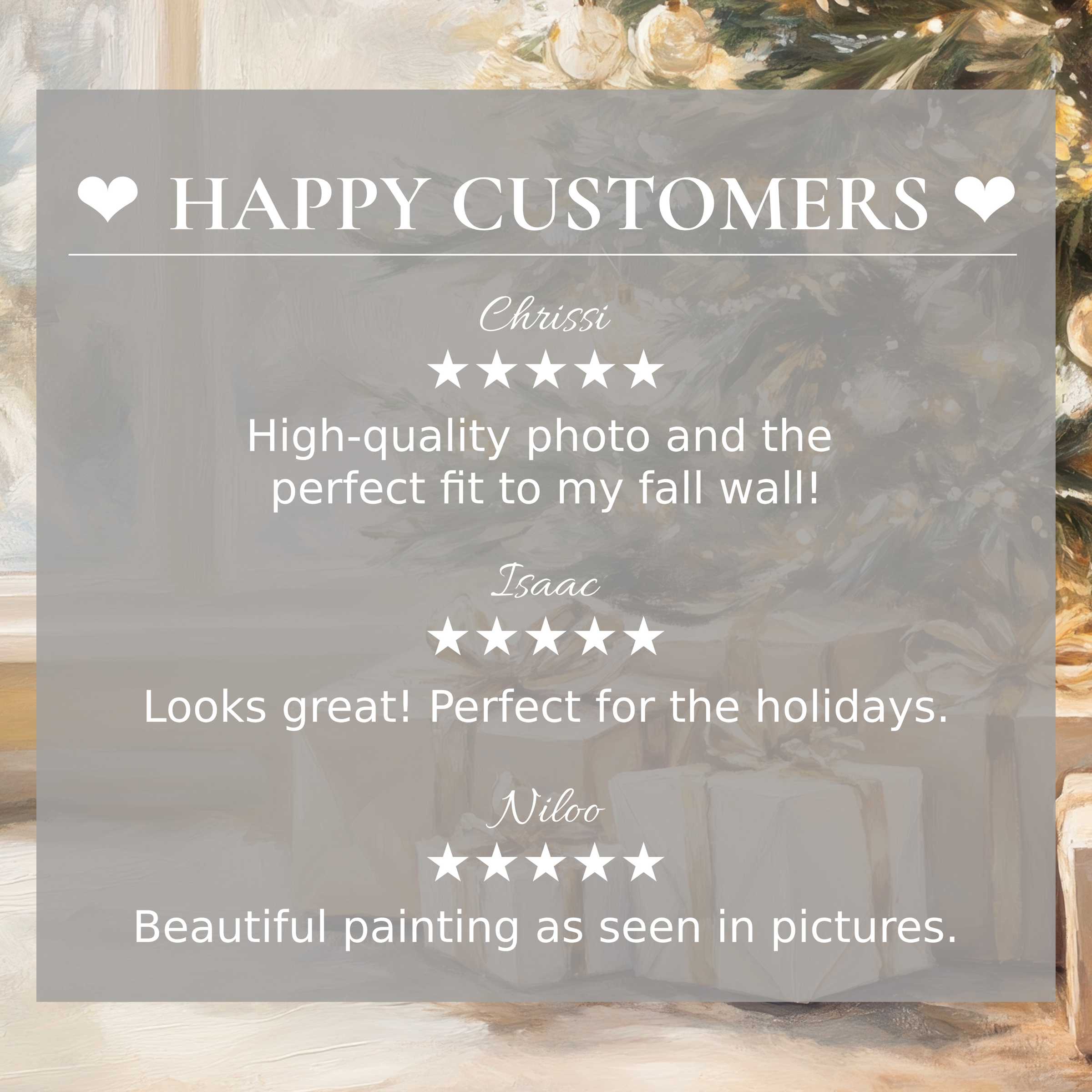 Elegant christmas art for Frame TV with soft neutral tones; happy customer reviews build trust and style appeal
