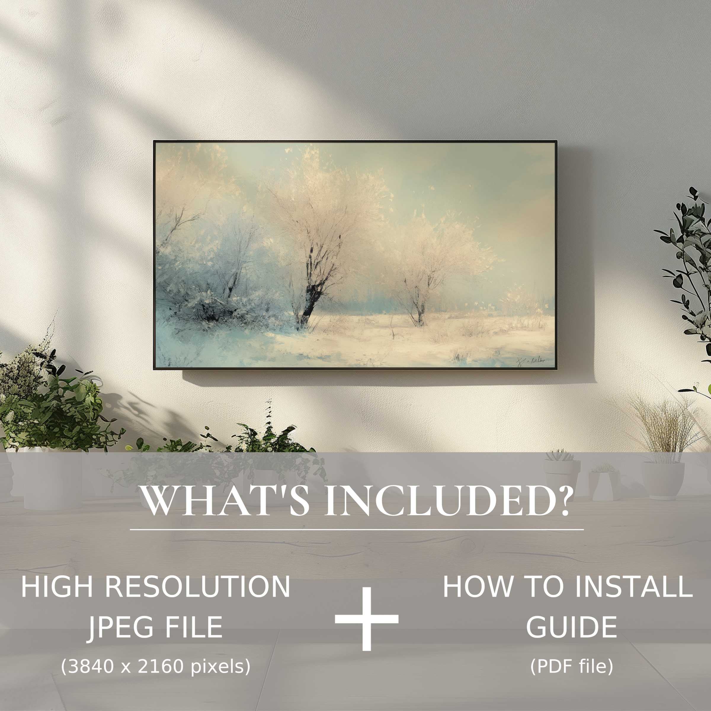 Elegant winter digital TV art download enhances your space with ease and style, offering instant digital use and chic decor appeal