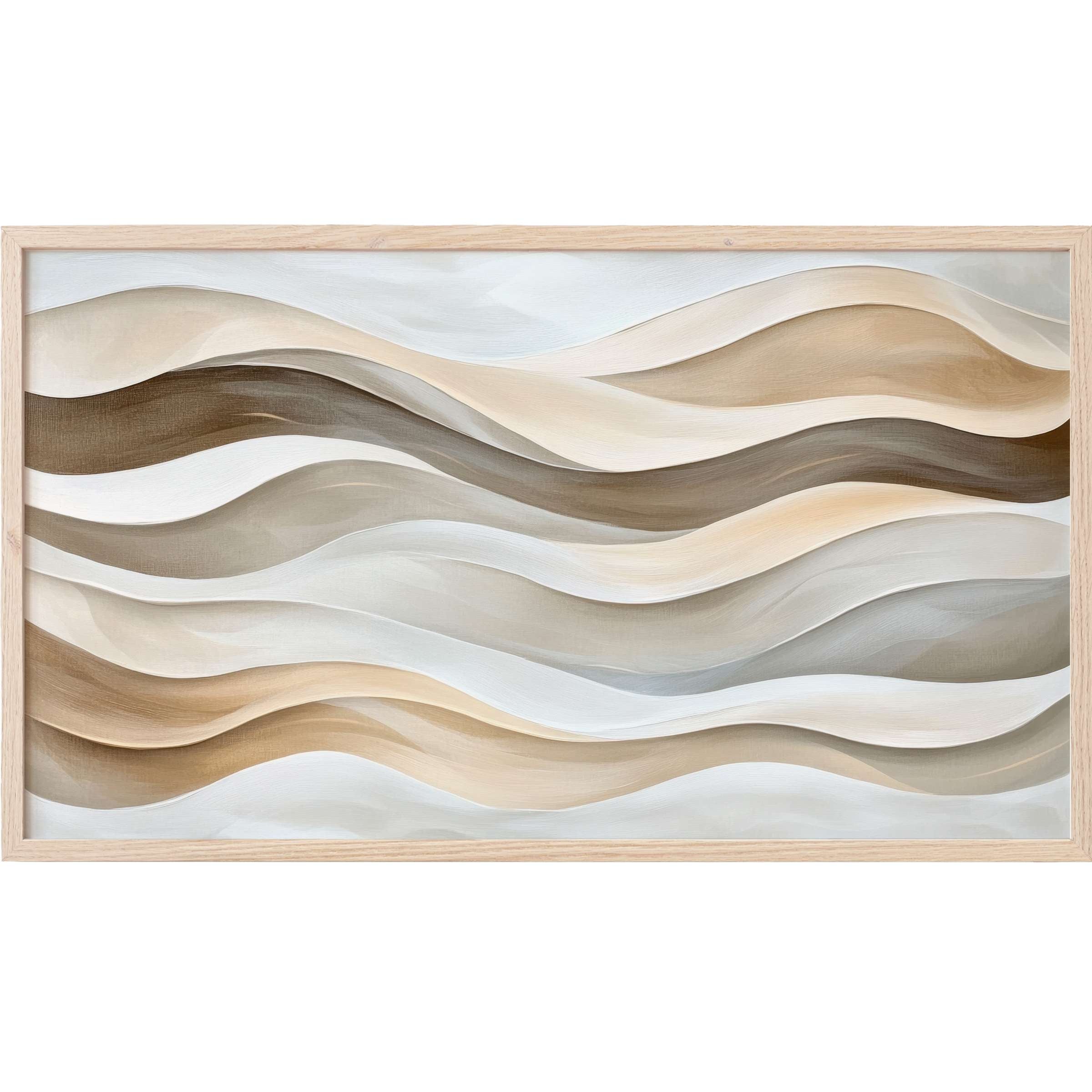 Elegant flowing waves in soft beige, taupe, and cream hues, perfect as neutral Frame TV Art for chic interiors
