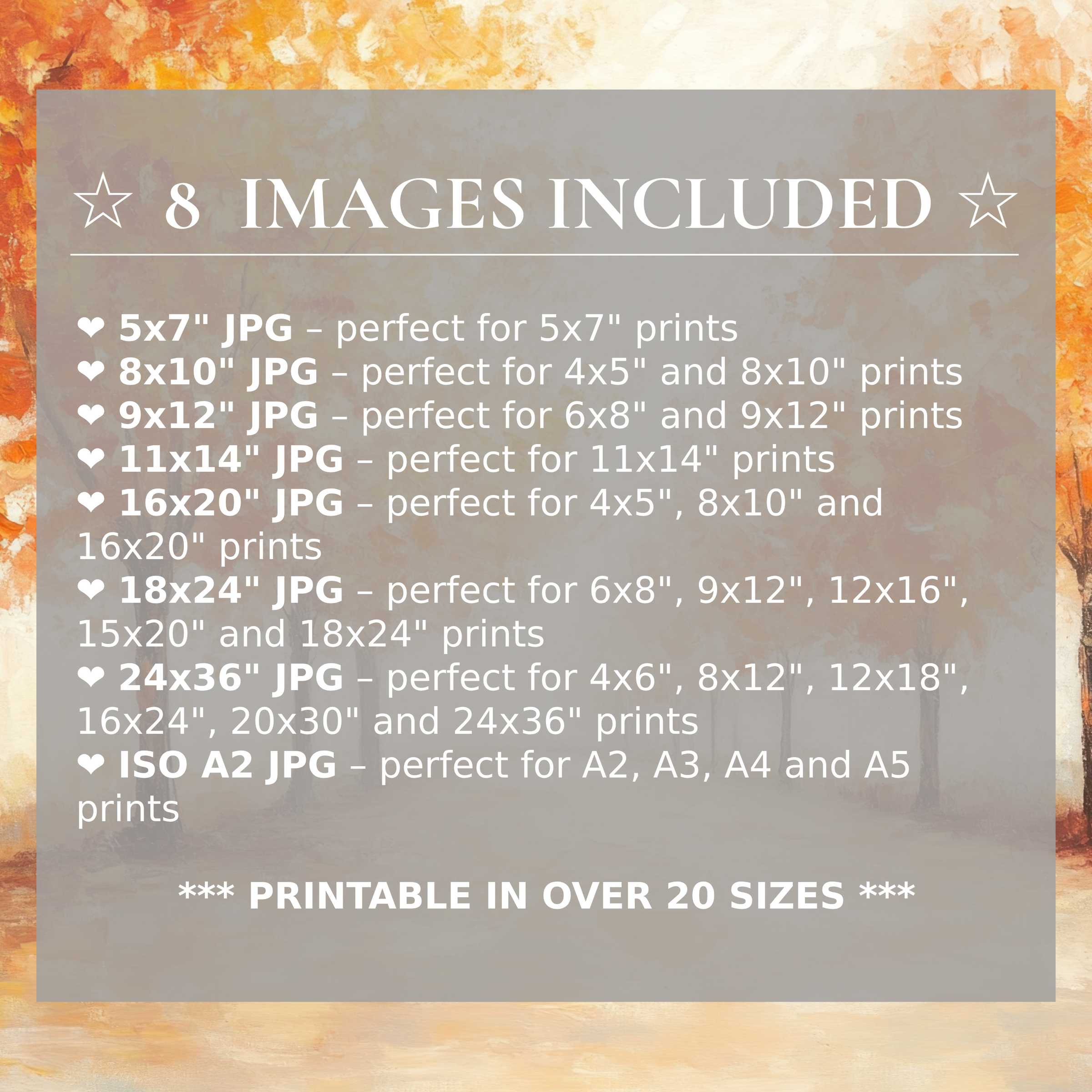 Fall digital print radiates warm amber and burnt orange hues, infusing modern interiors with versatile elegance Includes 8 high-quality sizes with the download for effortless, stylish decor updates