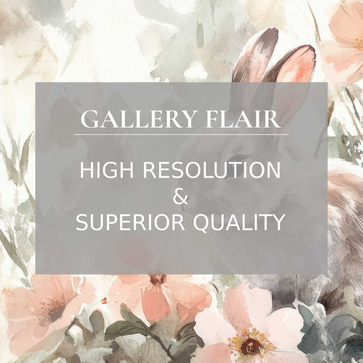Ethereal Easter printable art featuring a gentle bunny amidst soft blooms, enhancing serene, modern interiors with exquisite detail