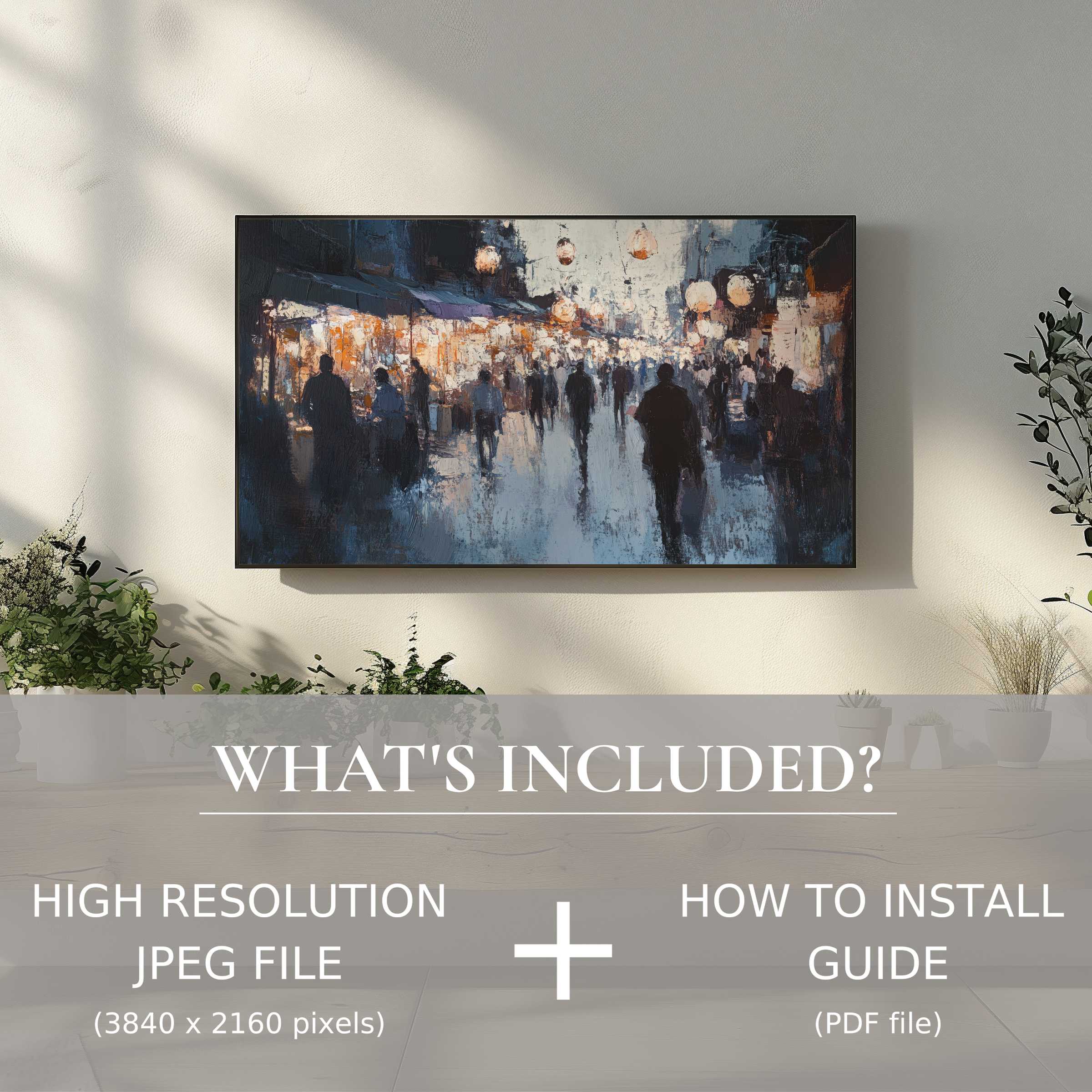 Elegant urban digital TV art download enriches your living space with easy digital use and stylish ambiance